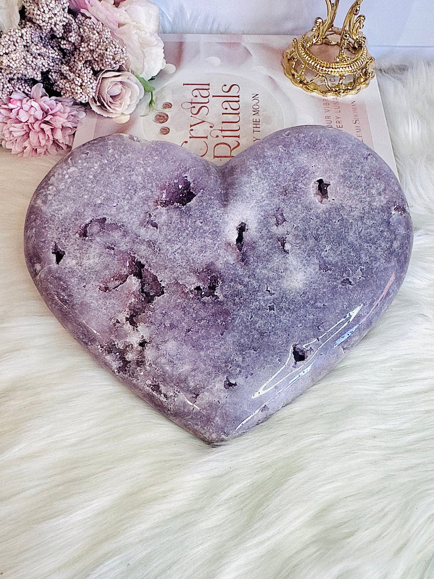 INCREDIBLE HUGE High Grade Druzy Pink Amethyst Carved Heart 21cm 1.74KG