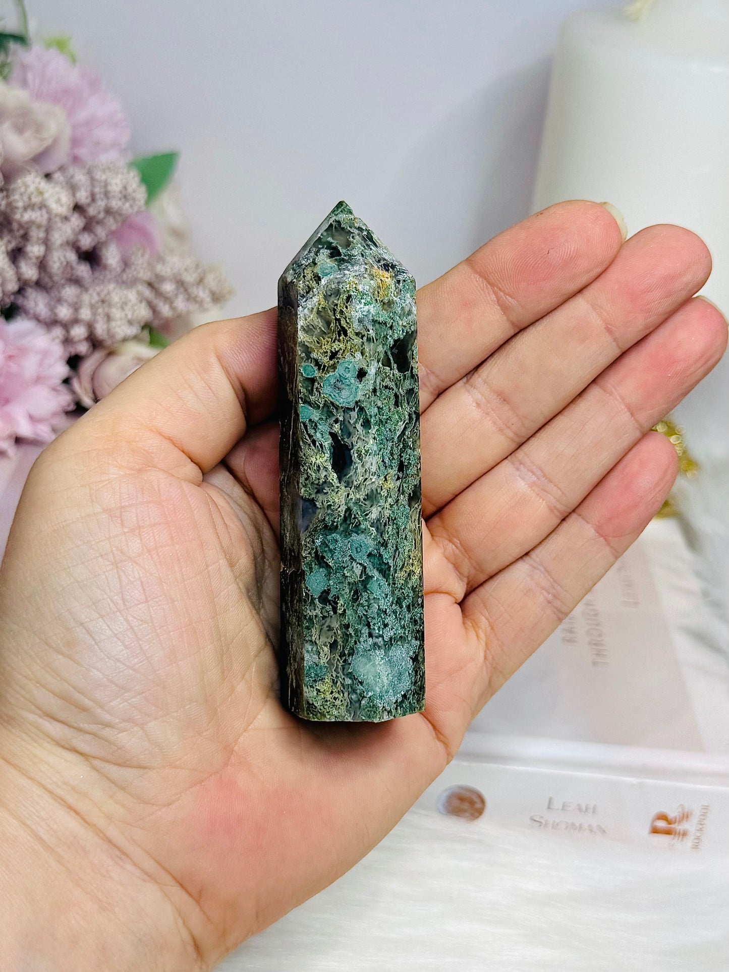 Moss Agate Tower 9.5cm