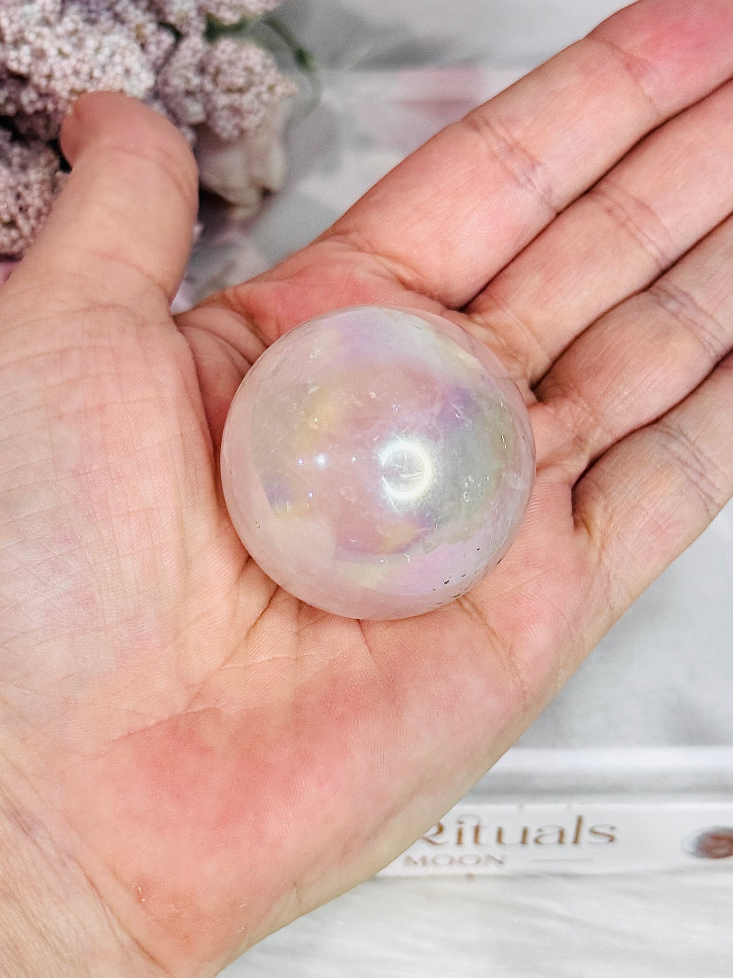 Angel Aura Rose Quartz Sphere on Stand 4.5cm