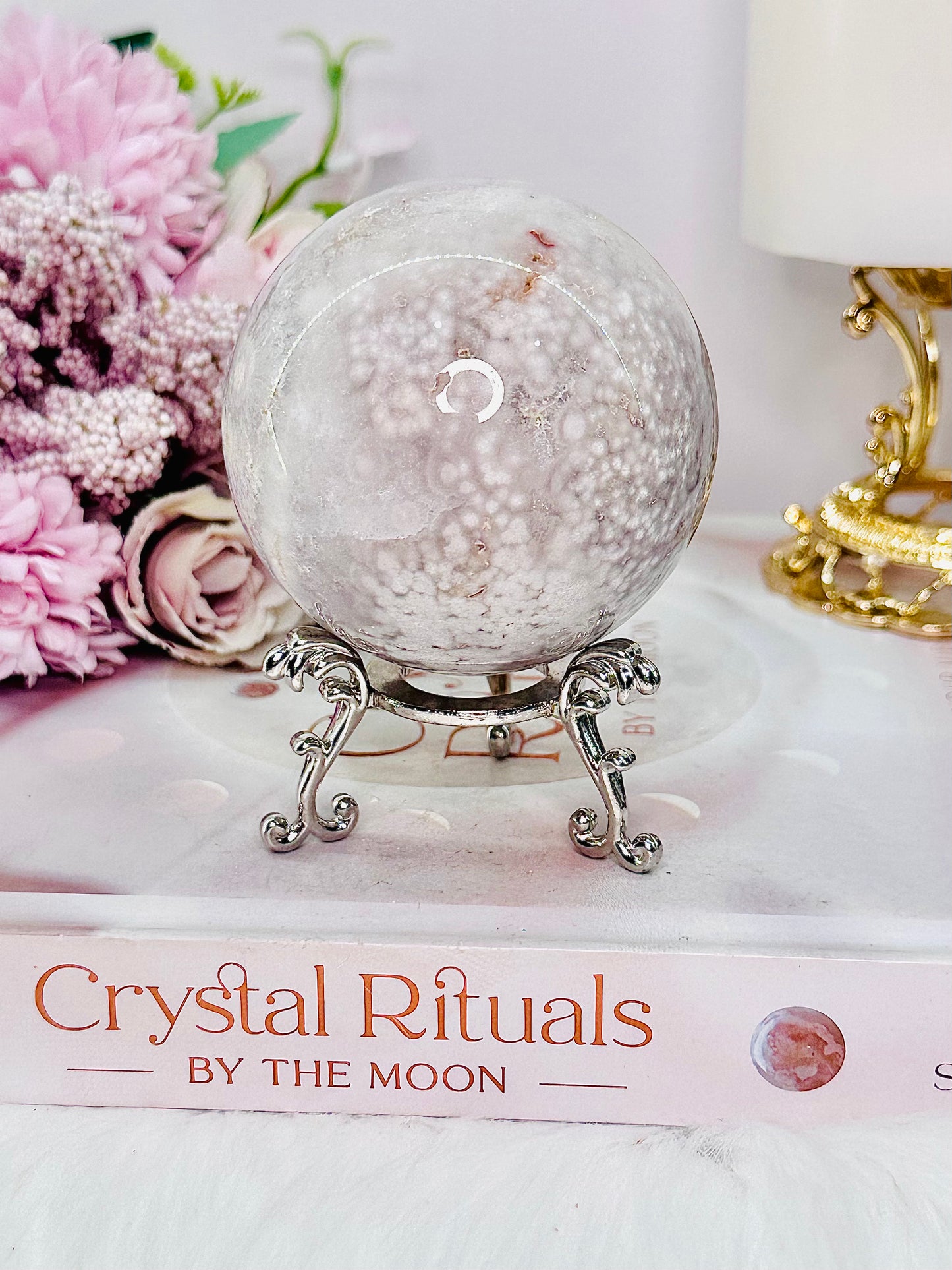 Graceful & Elegant ~ 372Gram Druzy Pink Amethyst Sphere on Silver Stand From Brazil