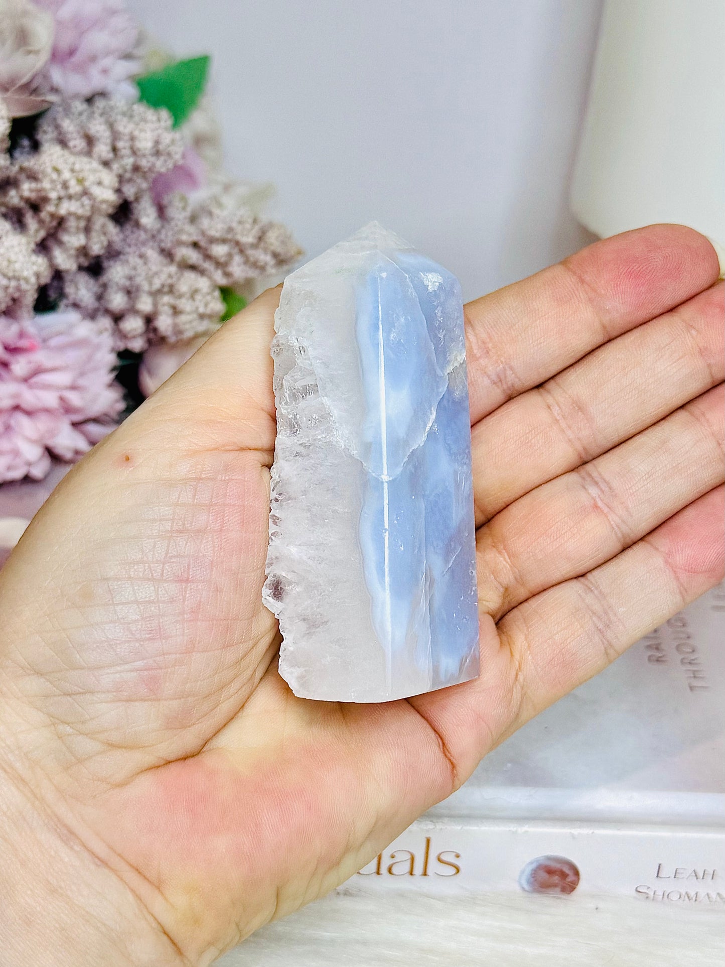 Chunky Blue Lace Agate Druzy Tower 7.5cm