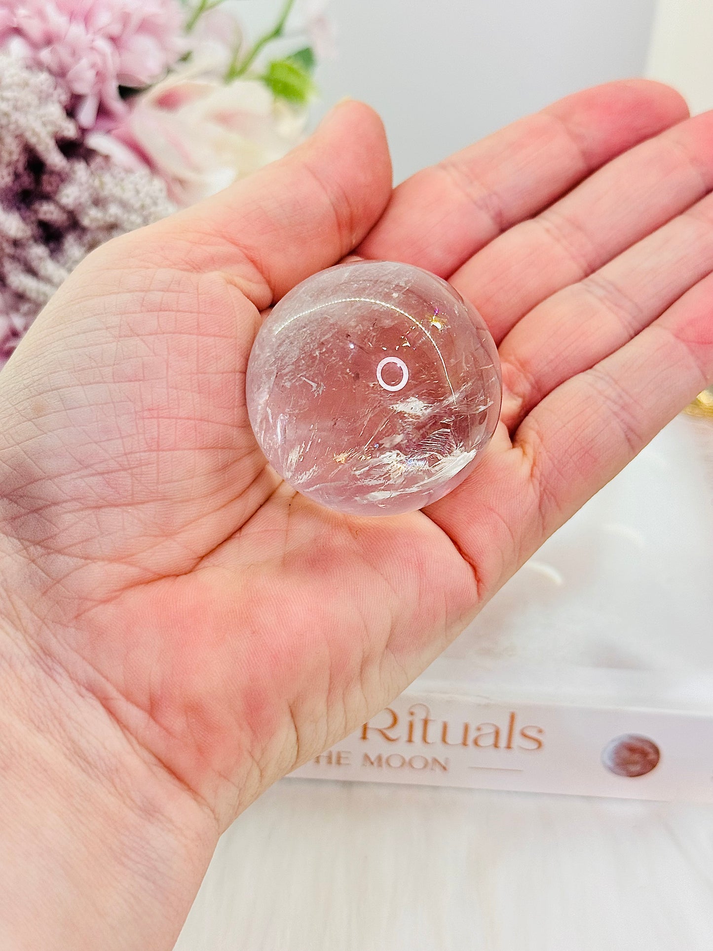 High Grade Light Purple Amethyst Sphere with Rainbows on Stand 4cm