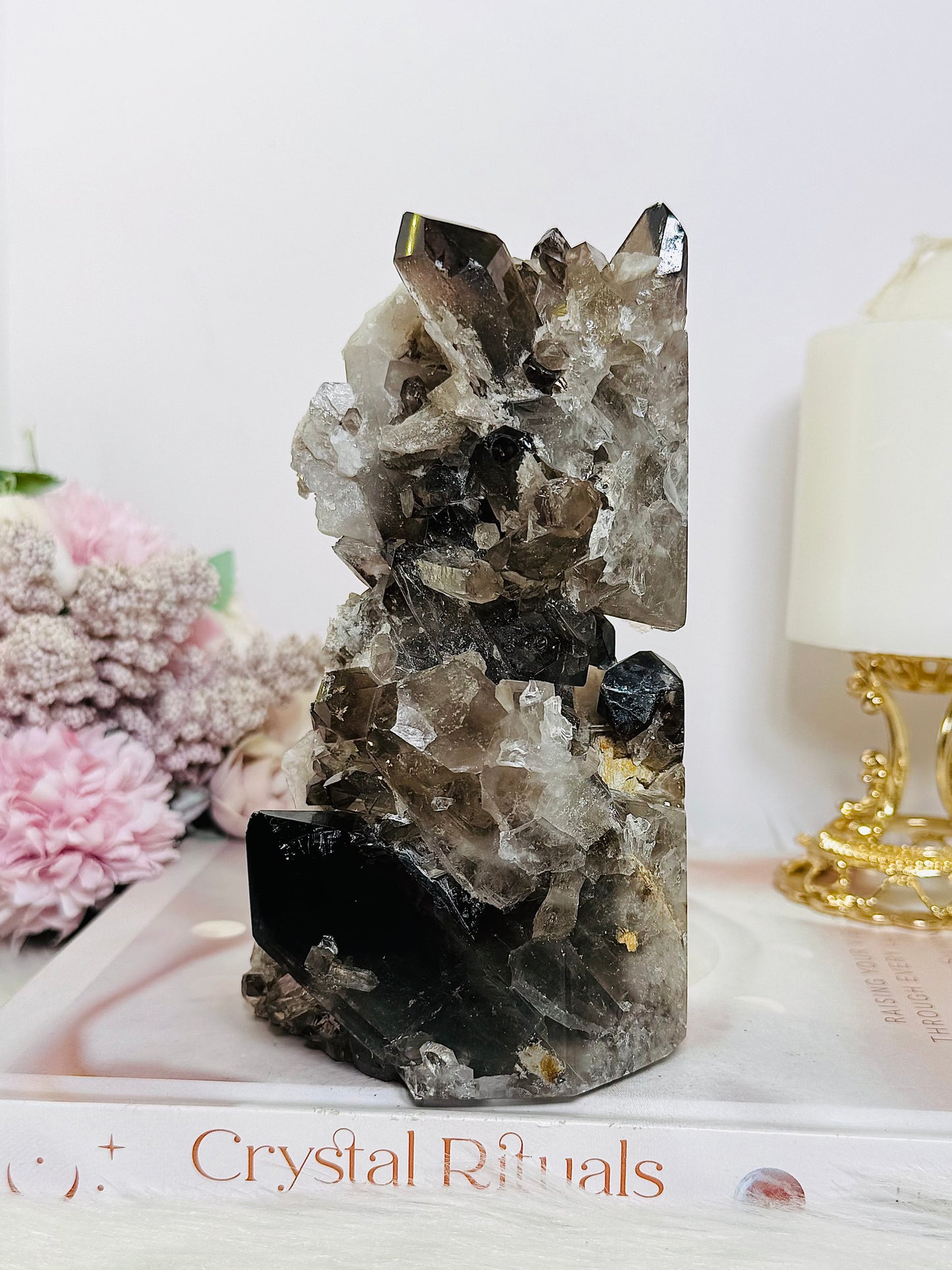 Smokey Quartz Cluster Tower 15cm 789g From Brazil