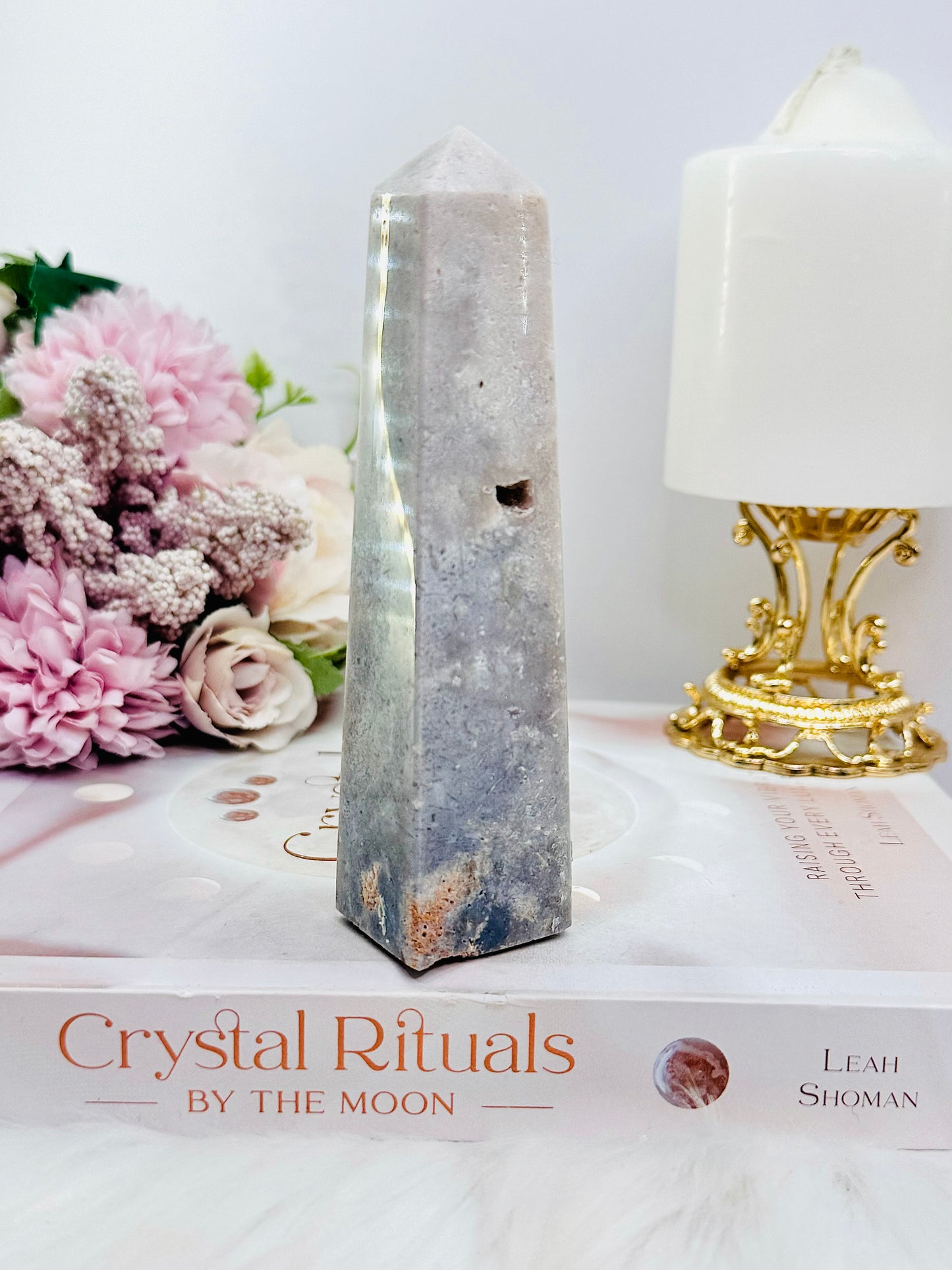 Pink Amethyst 13cm Druzy Obelisk Tower