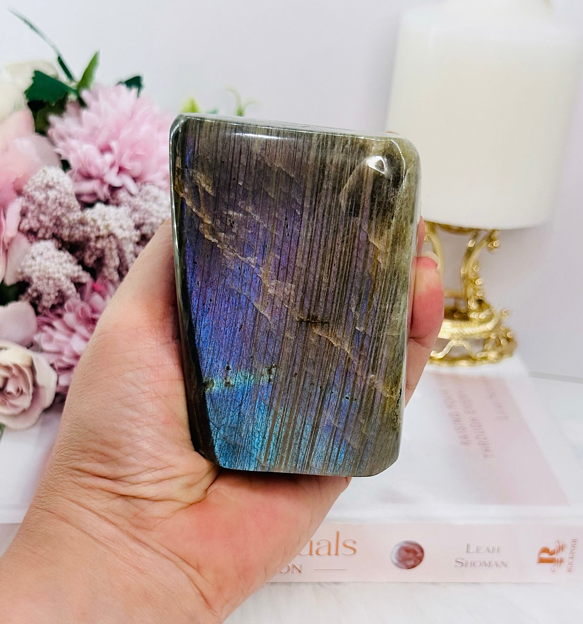 Divine Large 488gram Labradorite Freeform With Stunning Pink, Purple & Blue Flash Just Amazing