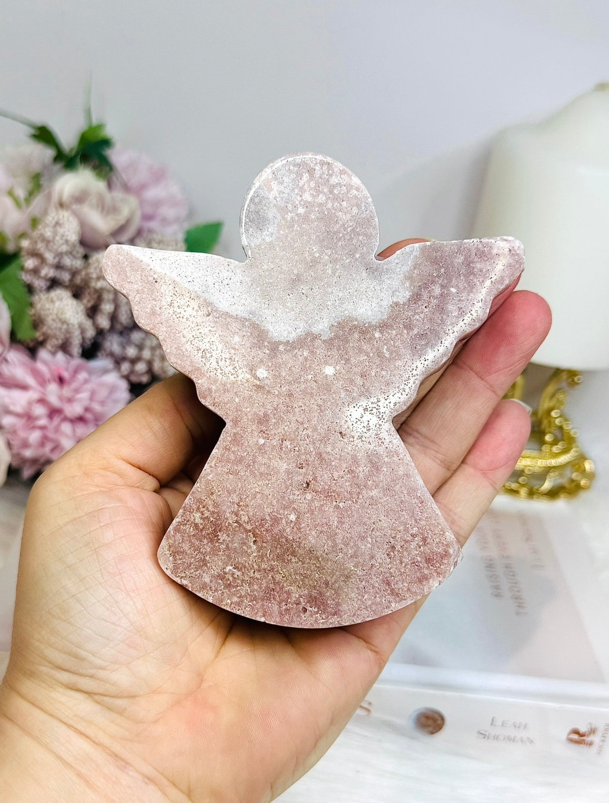 Chunky Pink Amethyst Carved Angel 10.5cm 332g