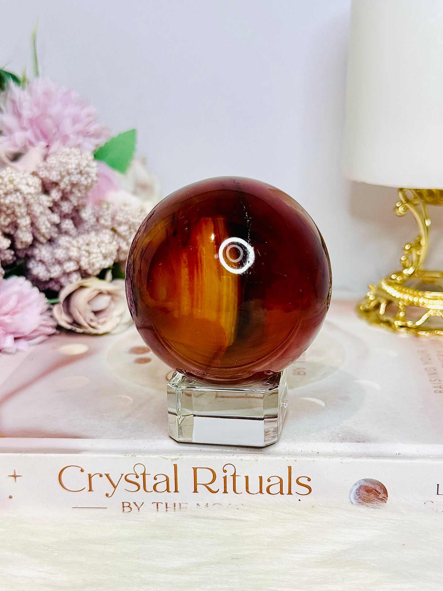 Large Carnelian Sphere On Stand 316g