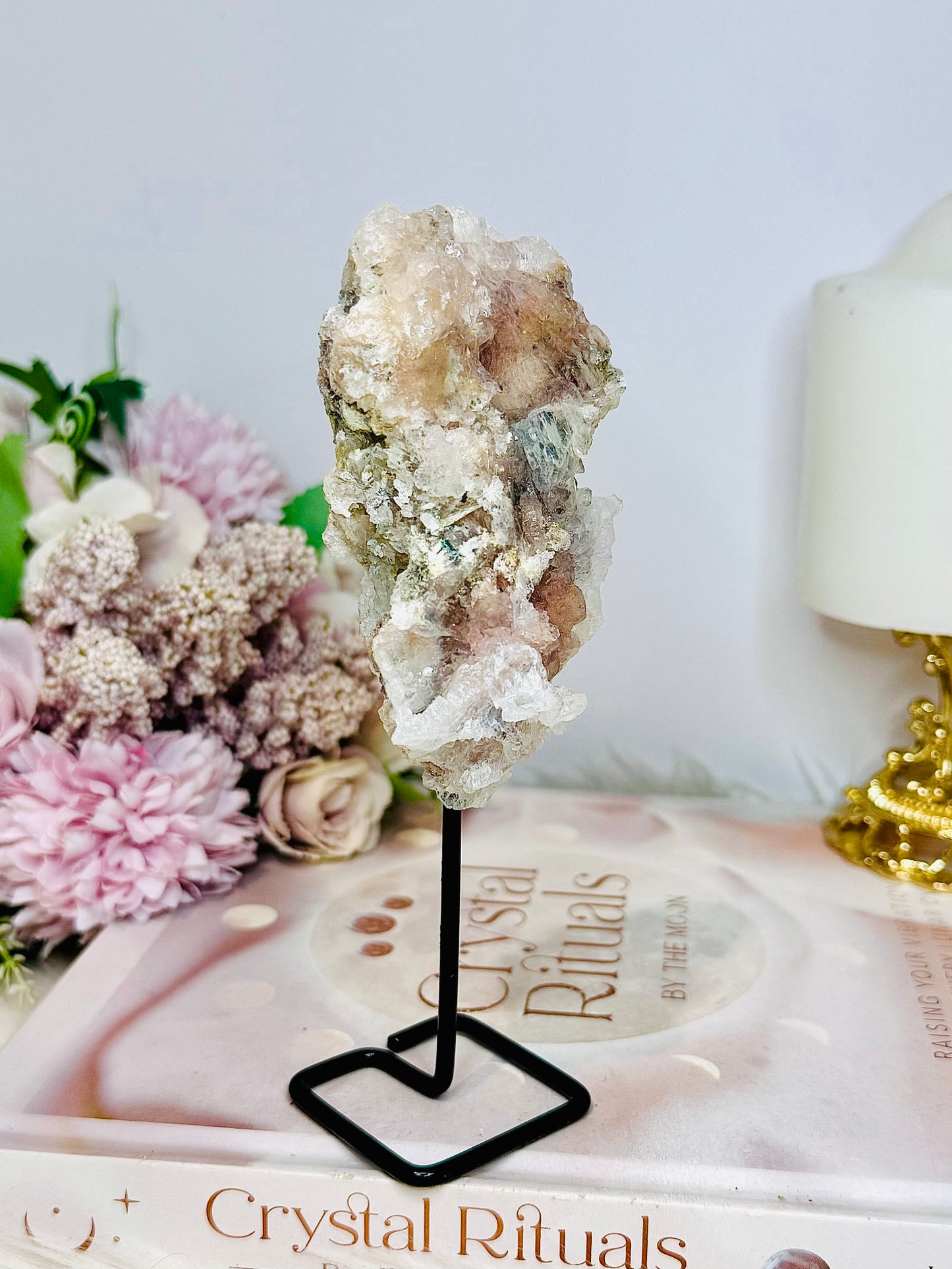 Natural Zeolite / Flower Amethyst Freeform on Stand 16cm