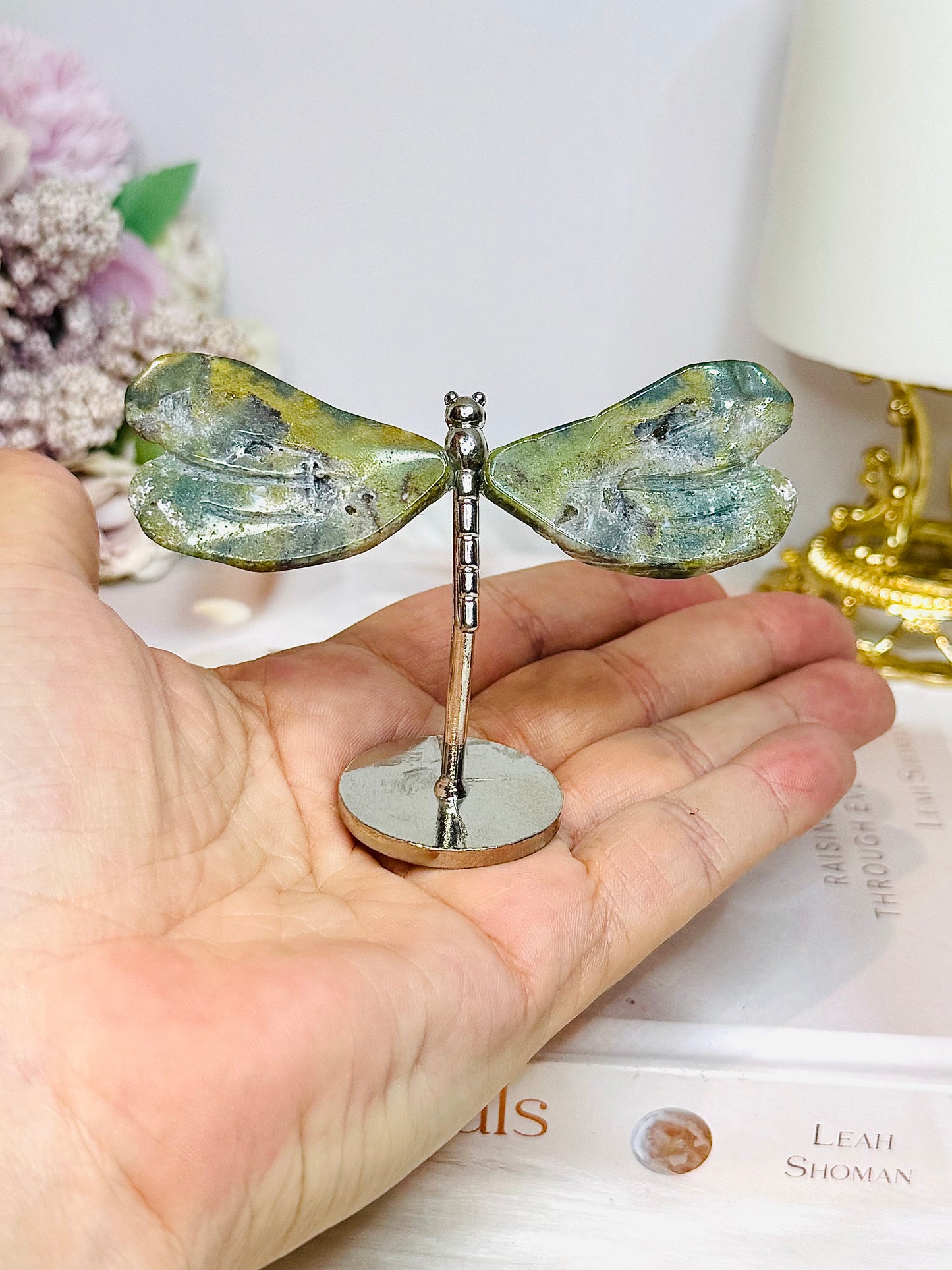 Green Jasper Dragonfly 7.5cm