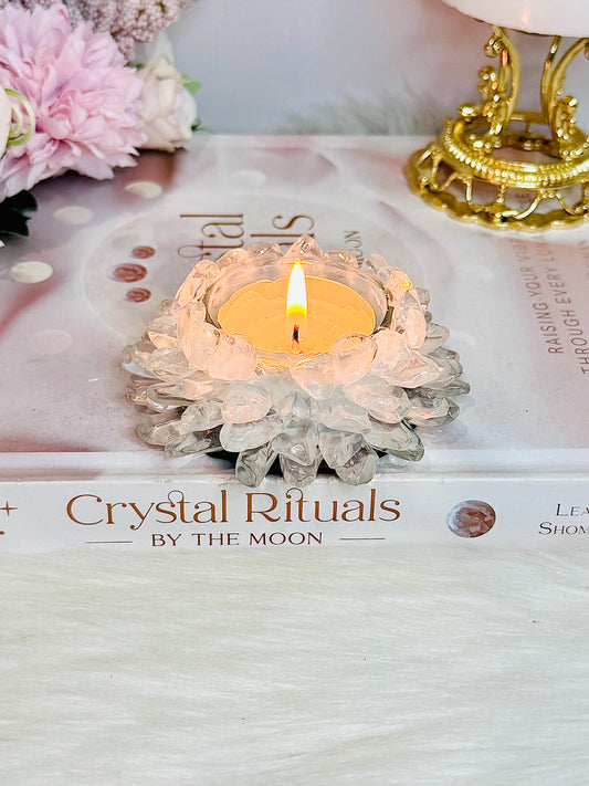 Clear Quartz Resin Candle Holder