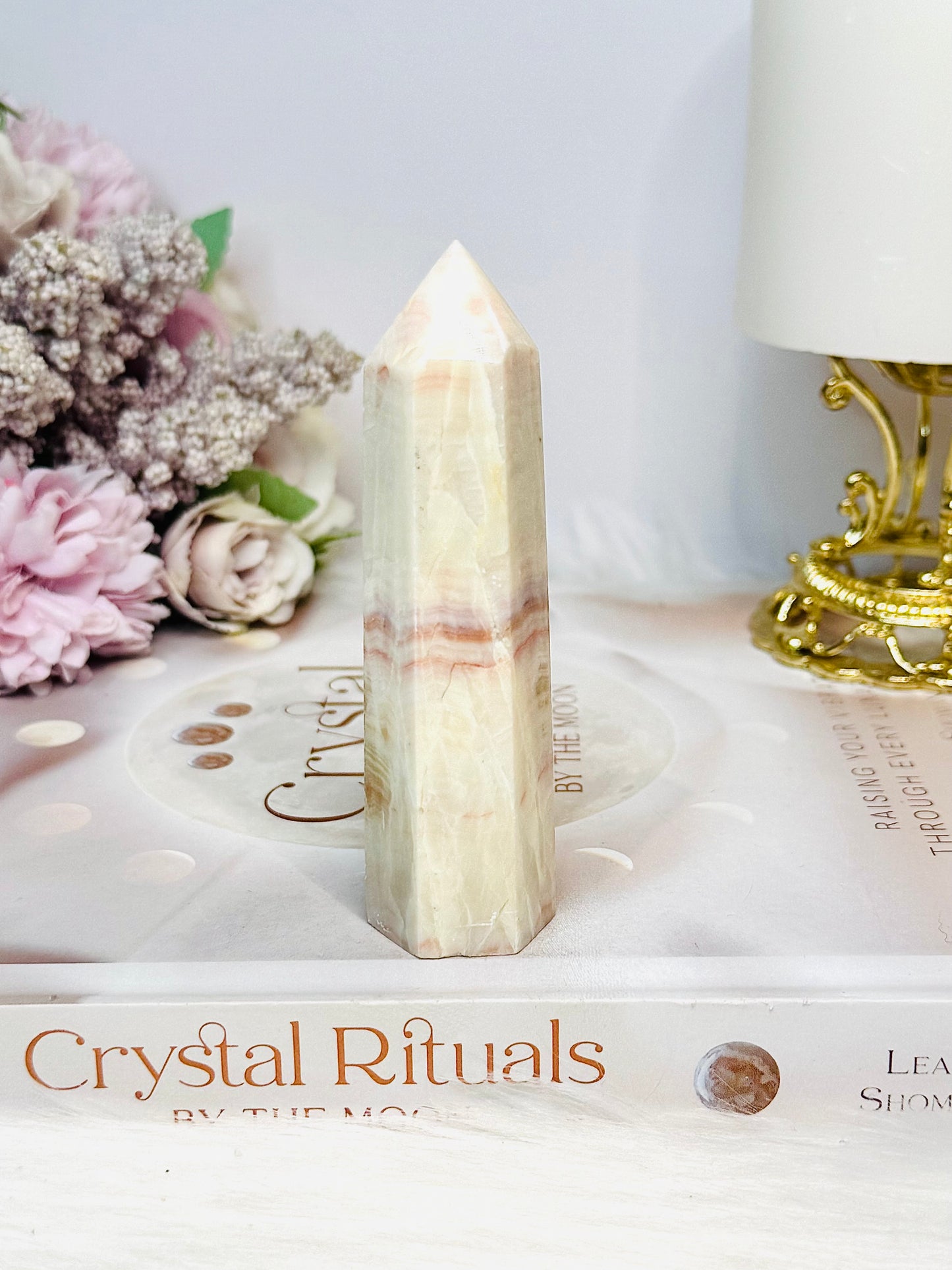 Pink Banded Calcite | Pork Stone Tower 9.5cm
