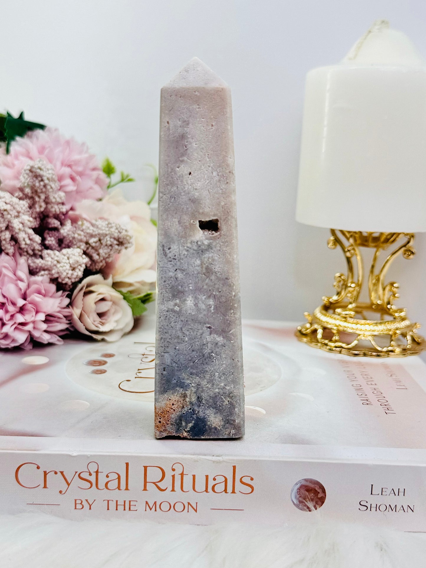 Pink Amethyst 13cm Druzy Obelisk Tower