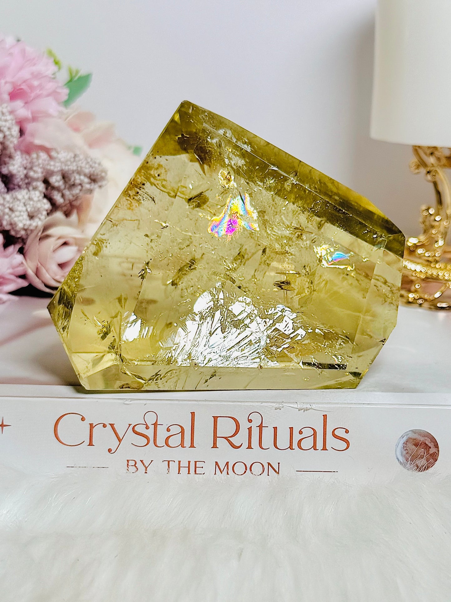 Spectacular Large 456gram 9cm Citrine Freeform with Rainbows