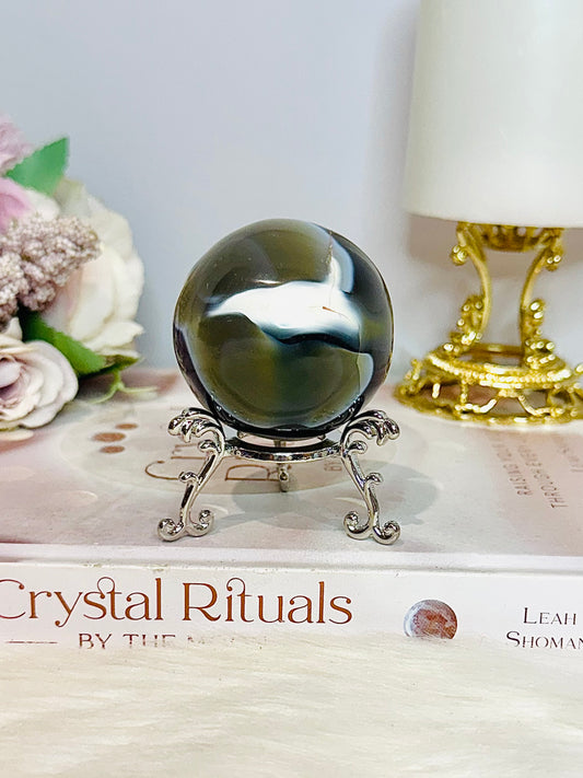 Orca Agate Sphere On Stand 171g