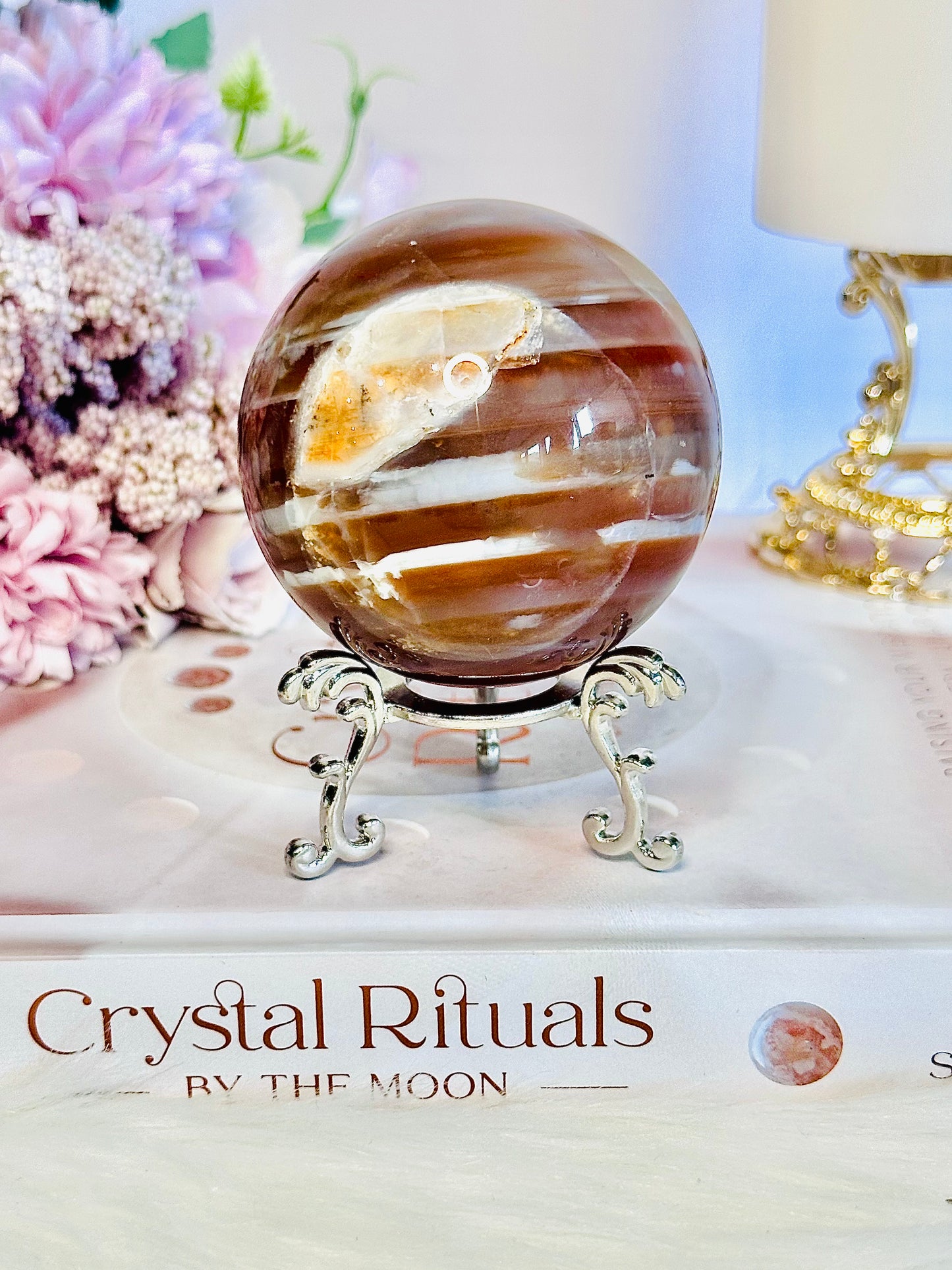 ⚜️ SALE ⚜️ Striped Agate Sphere 319grams On Stand