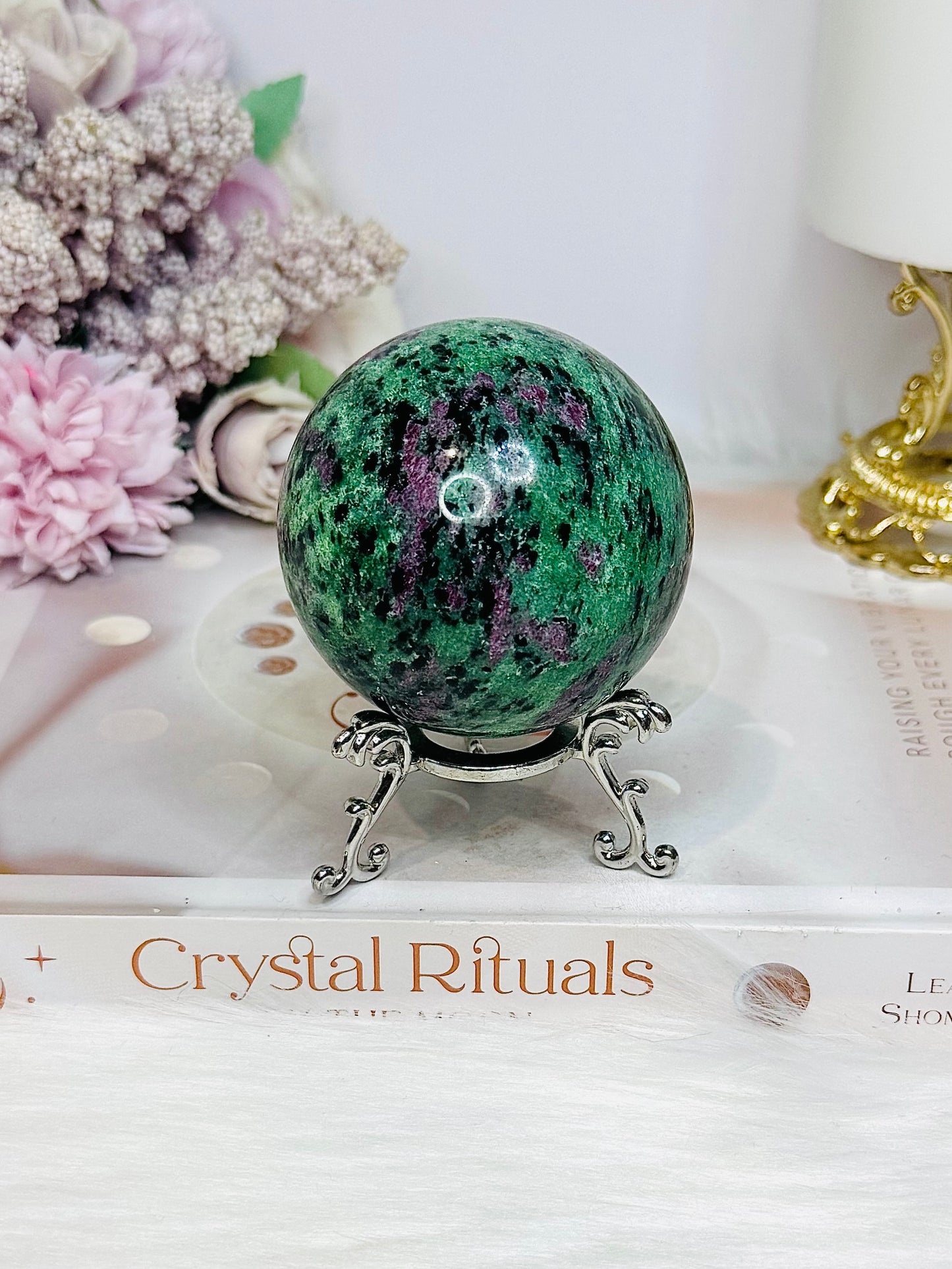 Ruby Zoisite Sphere on Stand 369g