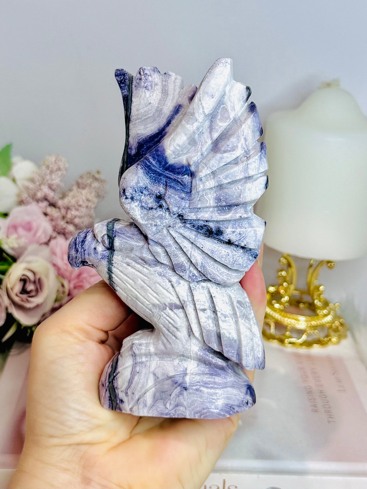 Large Tiffany Stone (Opalised Fluorite) Carved Eagle | Bird 14cm 504g