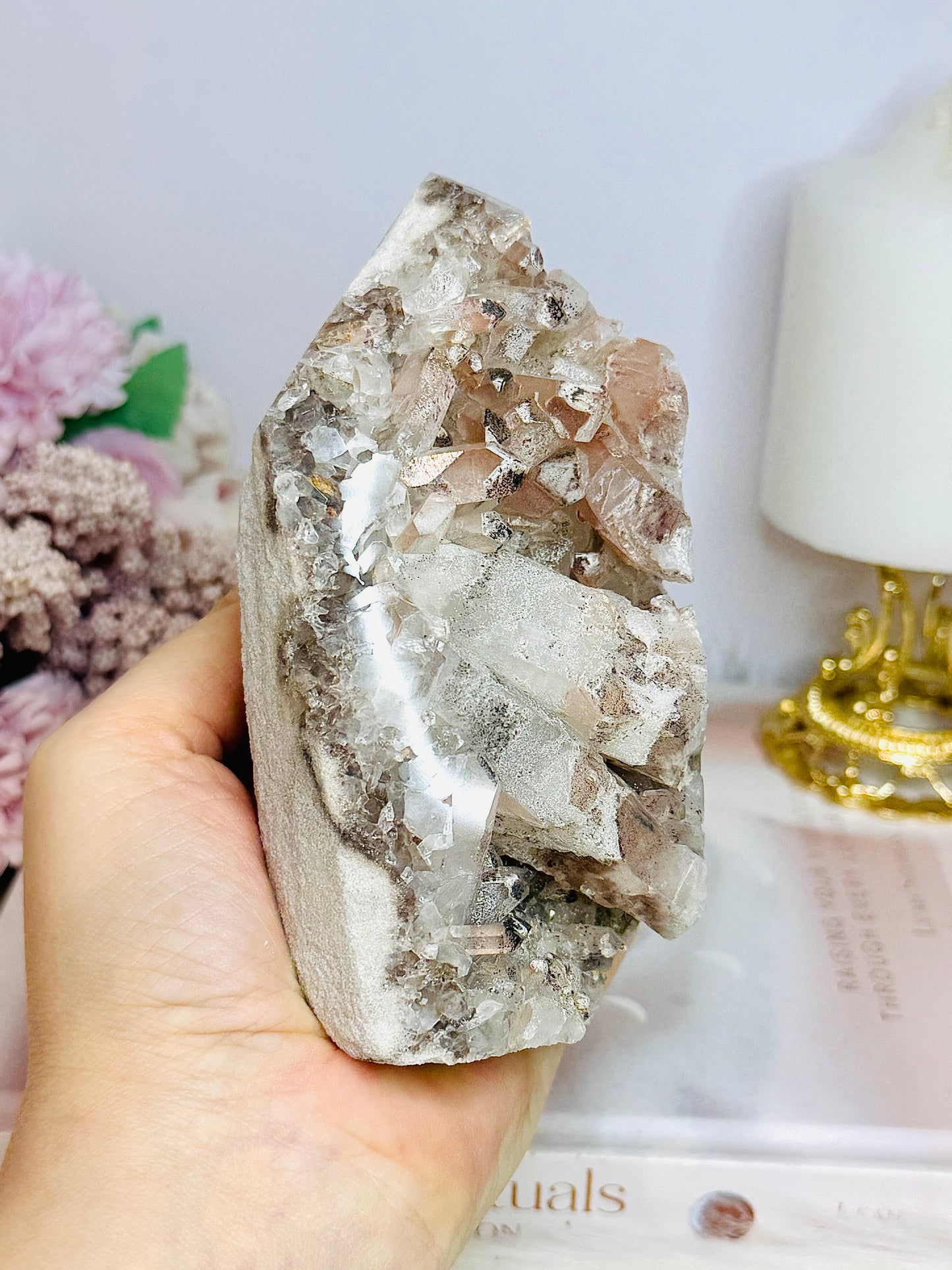 Large Natural Pink Lithium Cluster Tower From Brazil 701g 14cm