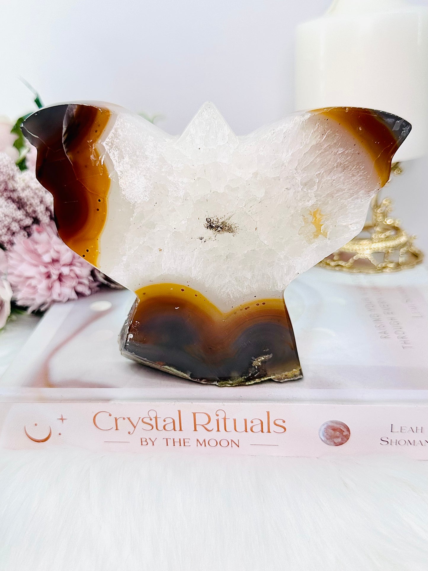 Beautiful Large 11.5cm 553gram Druzy Agate Carved Angel From Brazil
