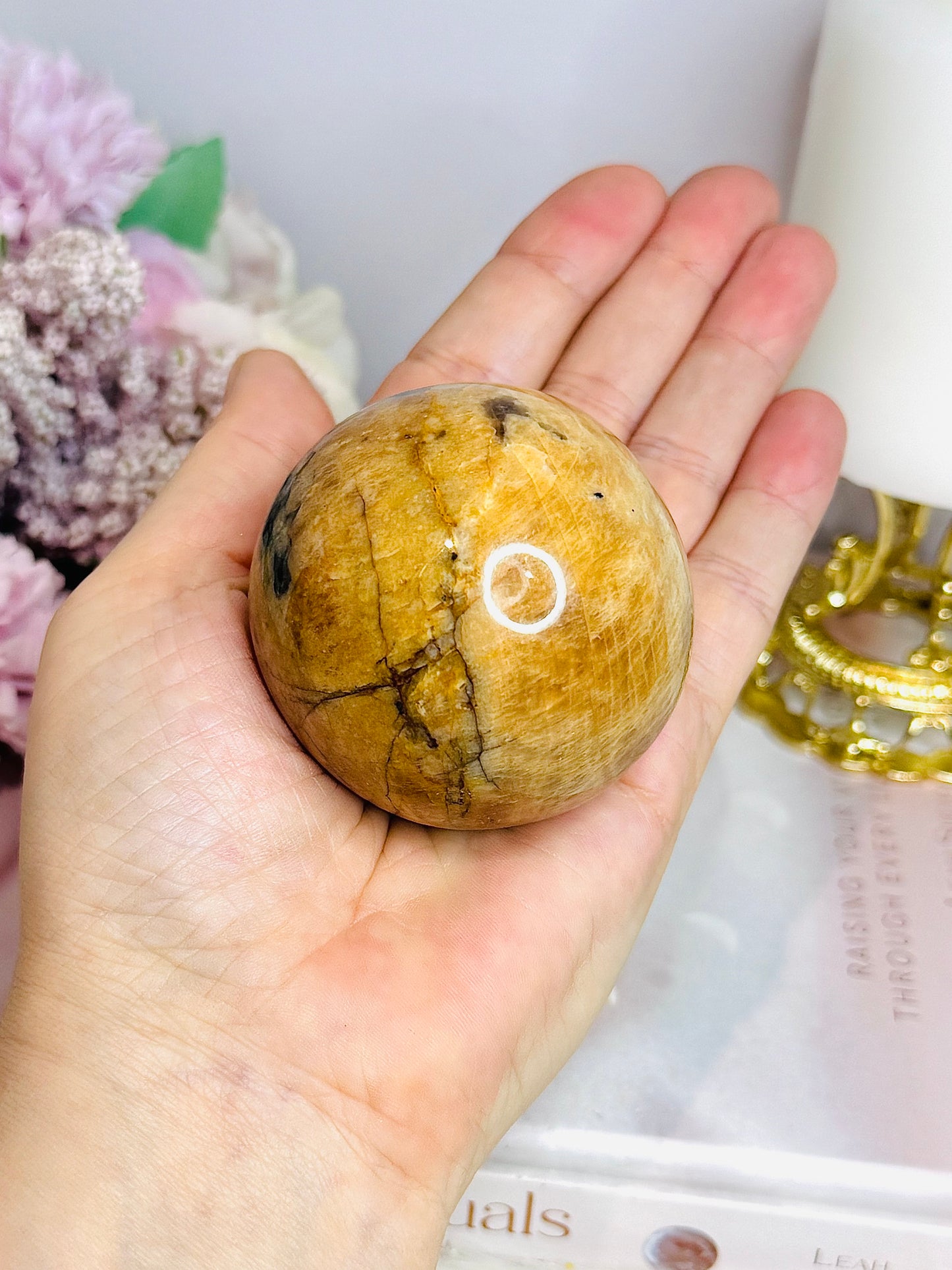Large Moonstone Sphere on Stand 243g