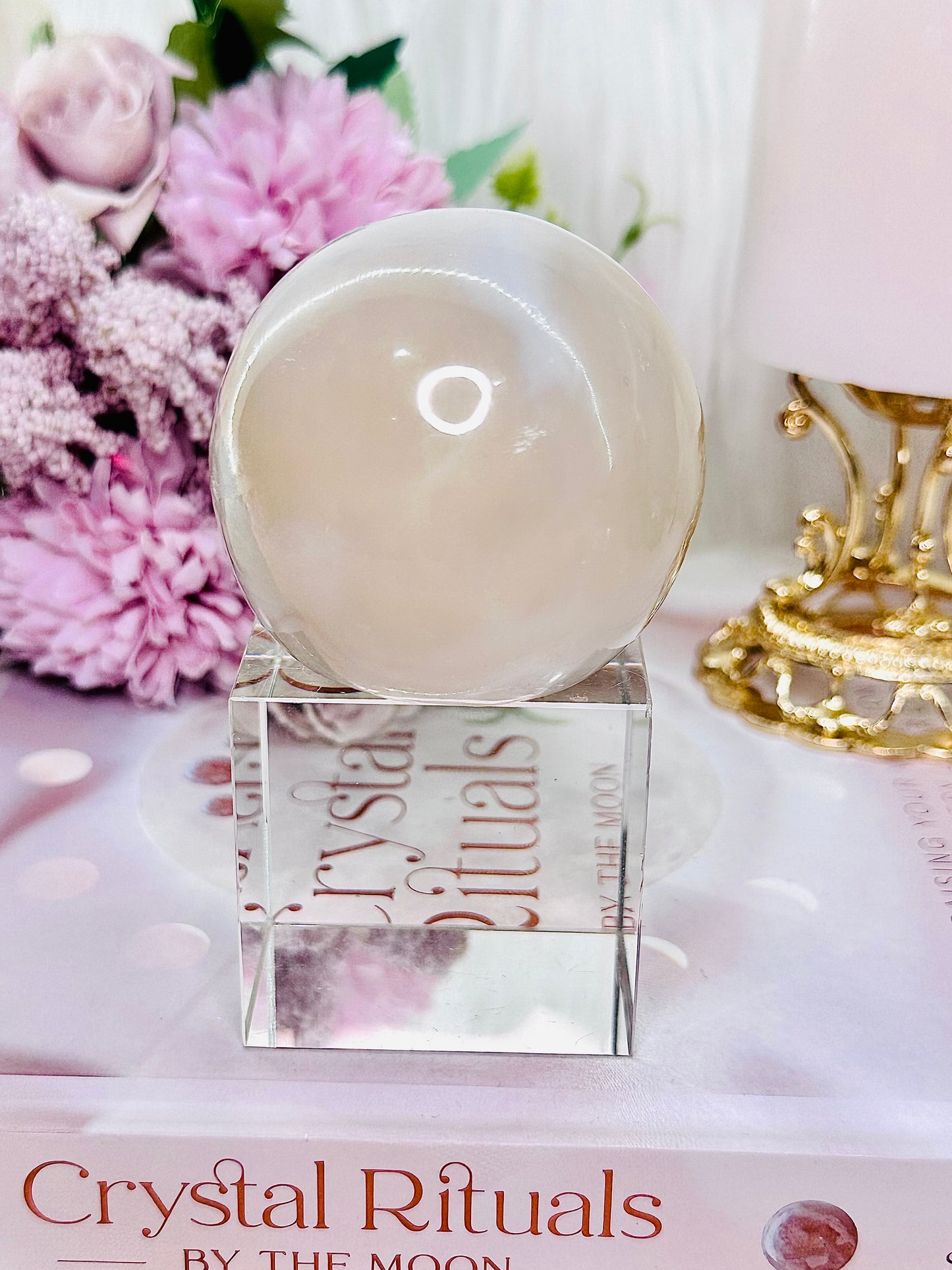 Divinely Angelic Druzy Agate Sphere On Stand (Glass stand in pic is display only)