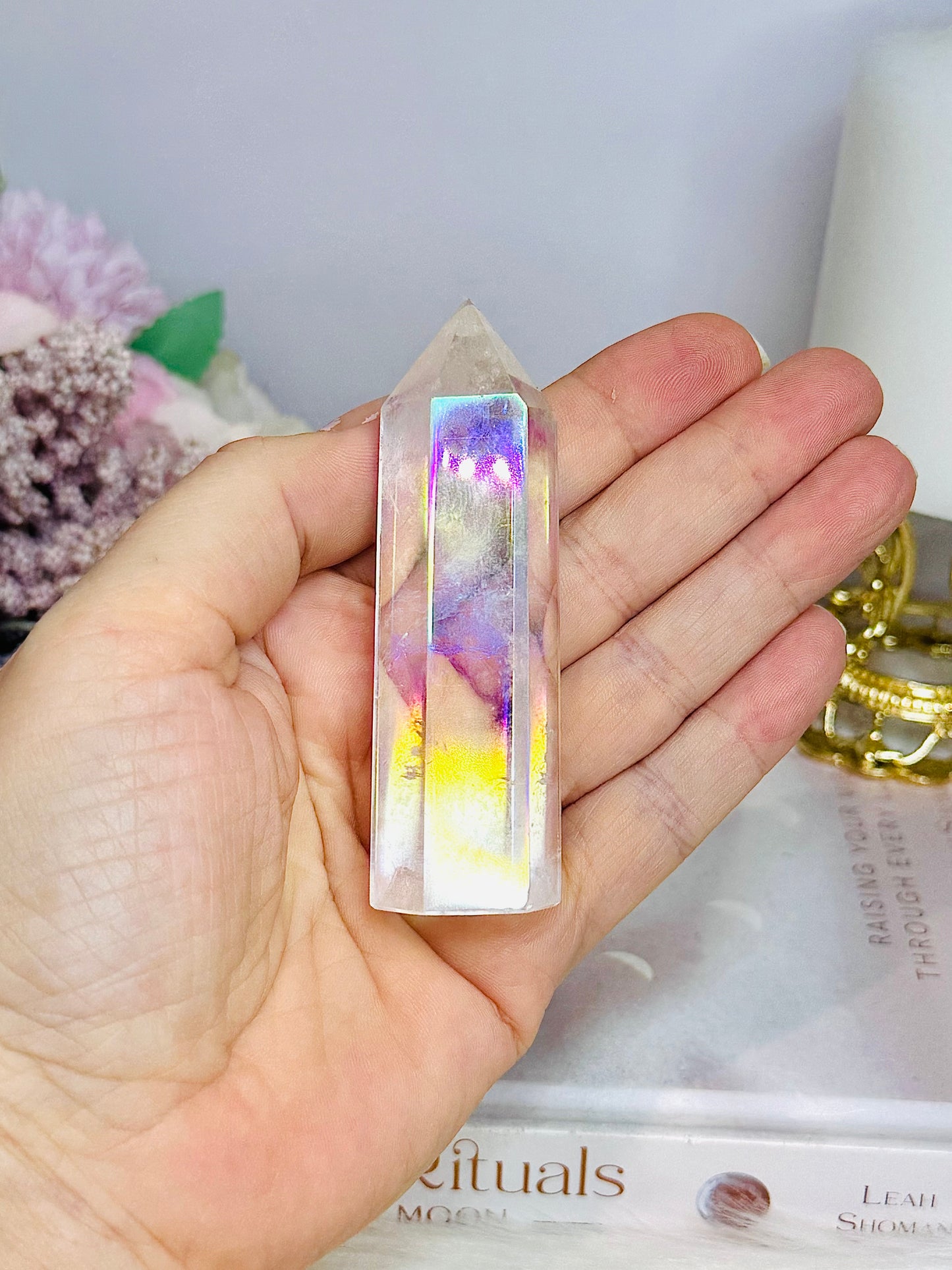 Clear Quartz Angel Aura Tower 8.5cm