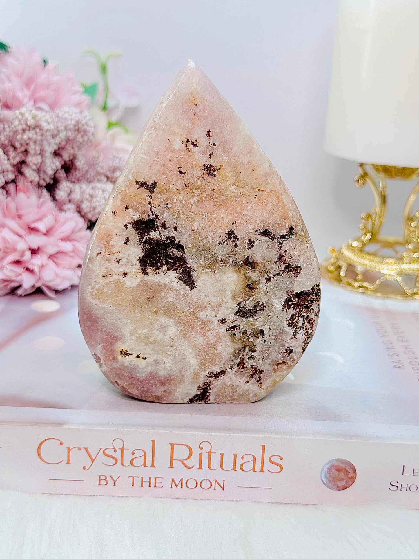 Gorgeous 11.5cm Druzy Pink Amethyst Carved Flame | Freeform