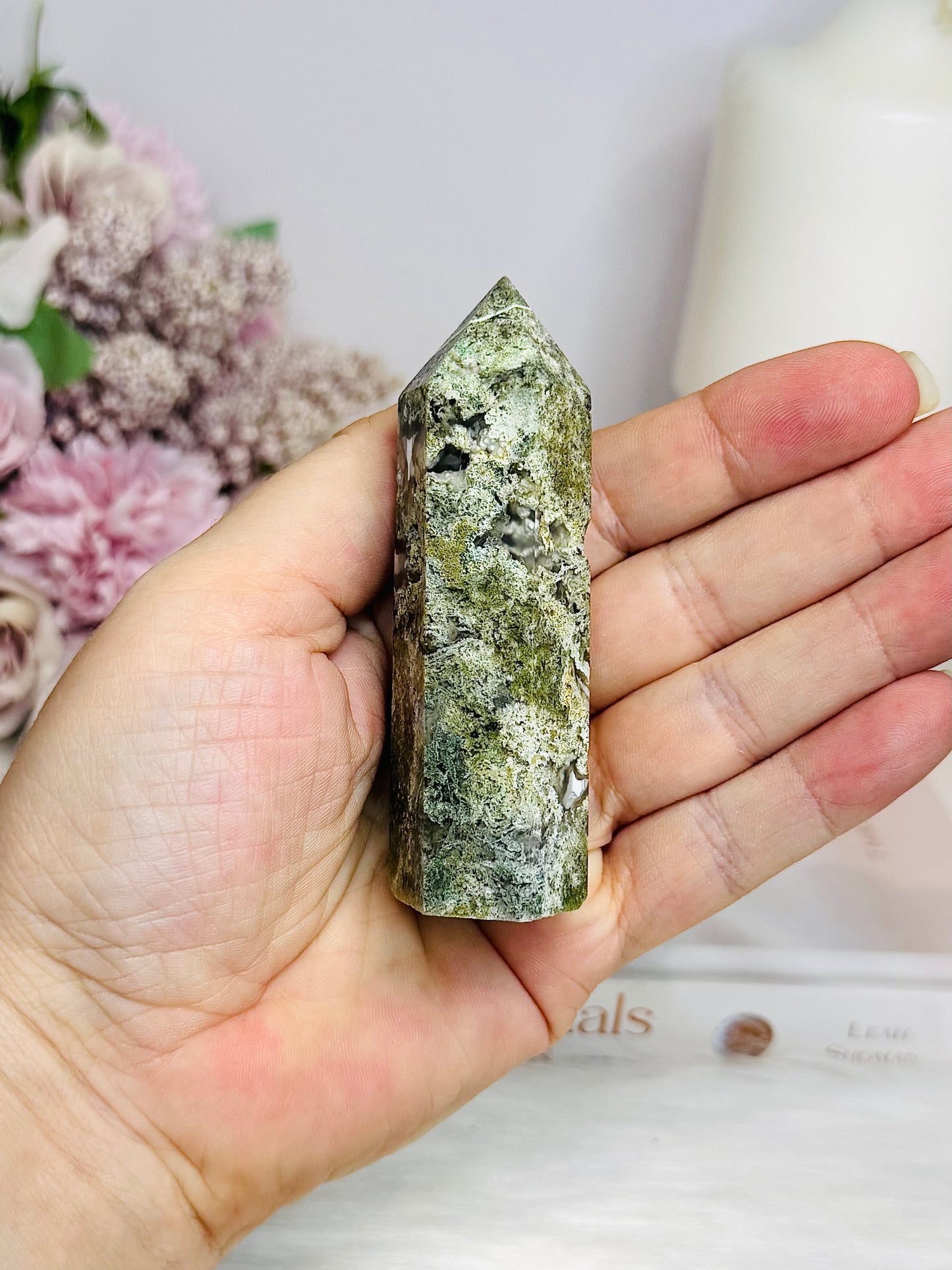 Moss Agate Tower 8.5cm