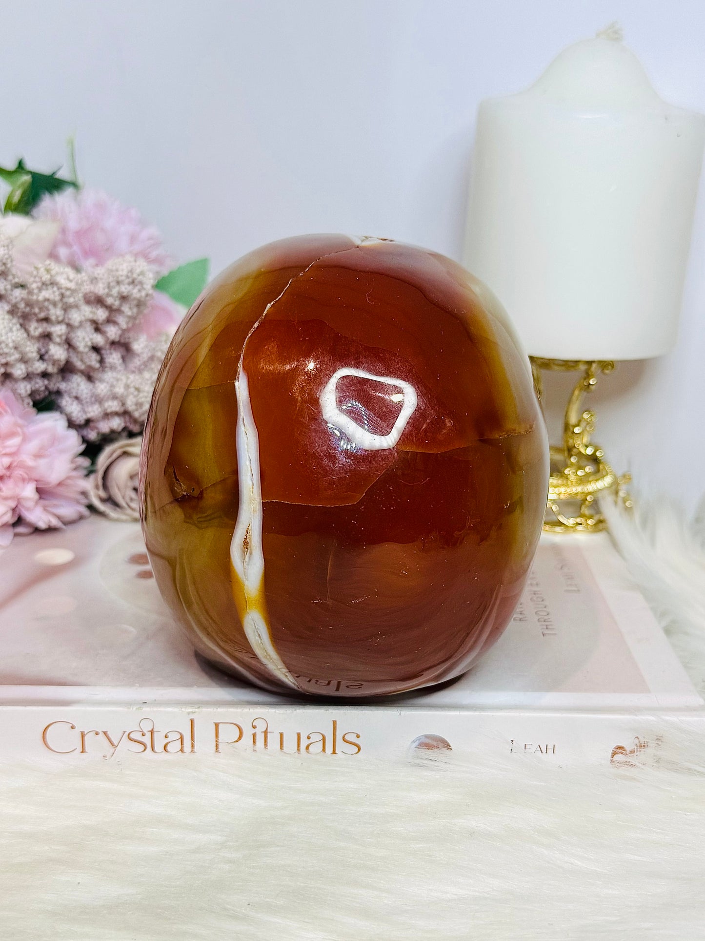 Huge Carnelian Carved Druzy Skull 2.15KG