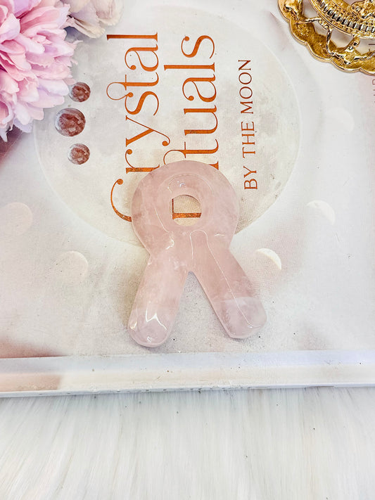 Rose Quartz Carved Pink Ribbon