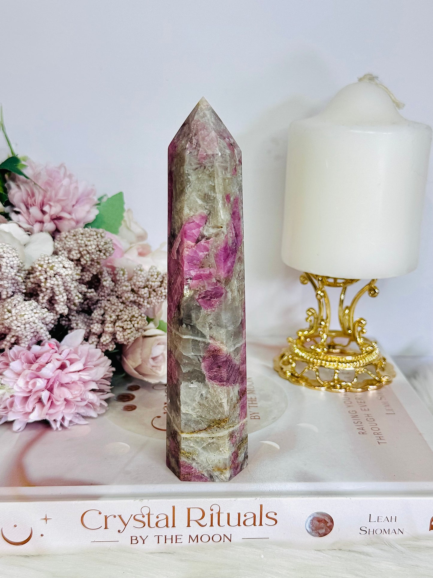 Stunning Natural Pink Tourmaline Carved Tower 15cm