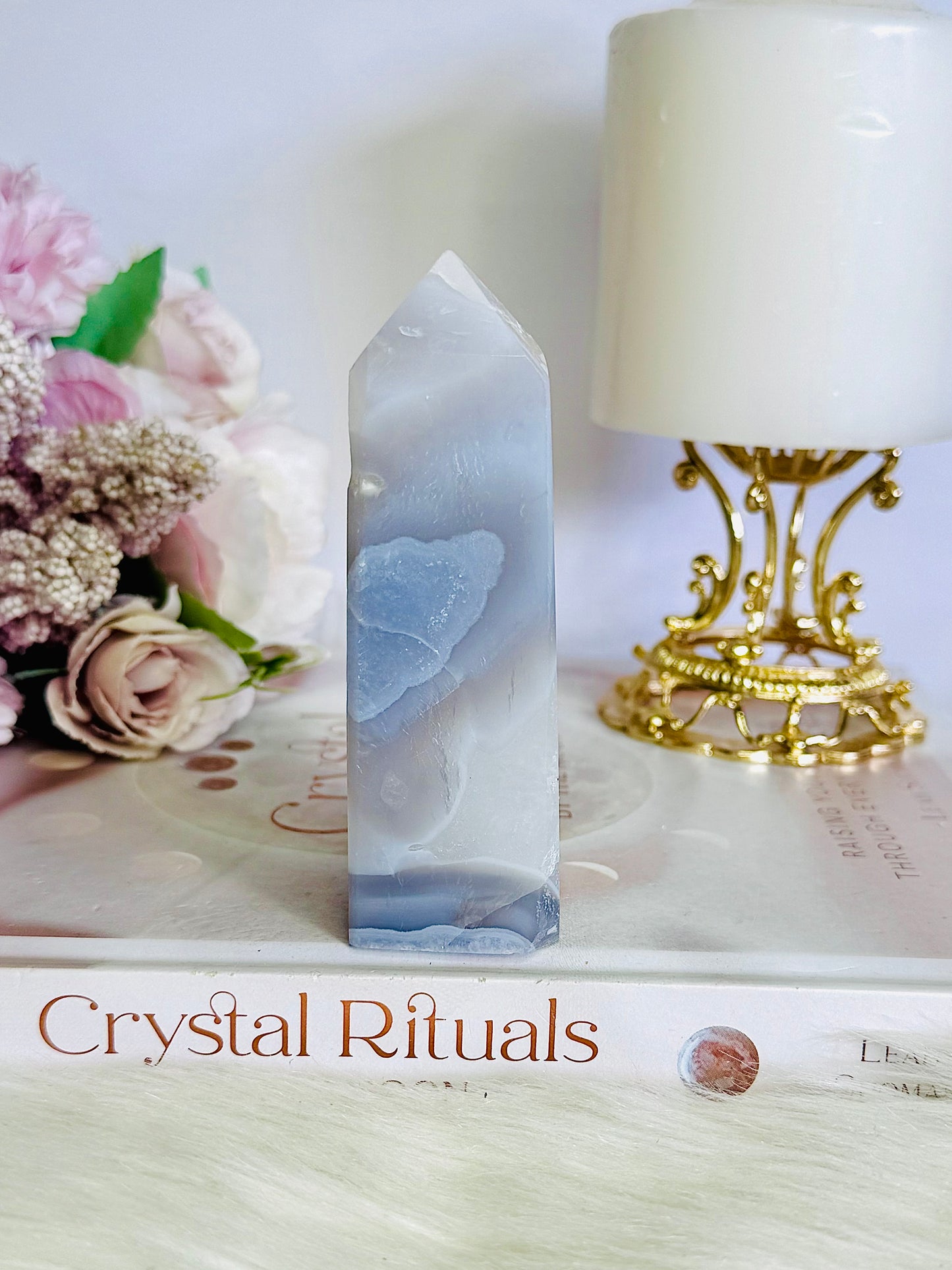 Blue Lace Agate Druzy Tower 10cm