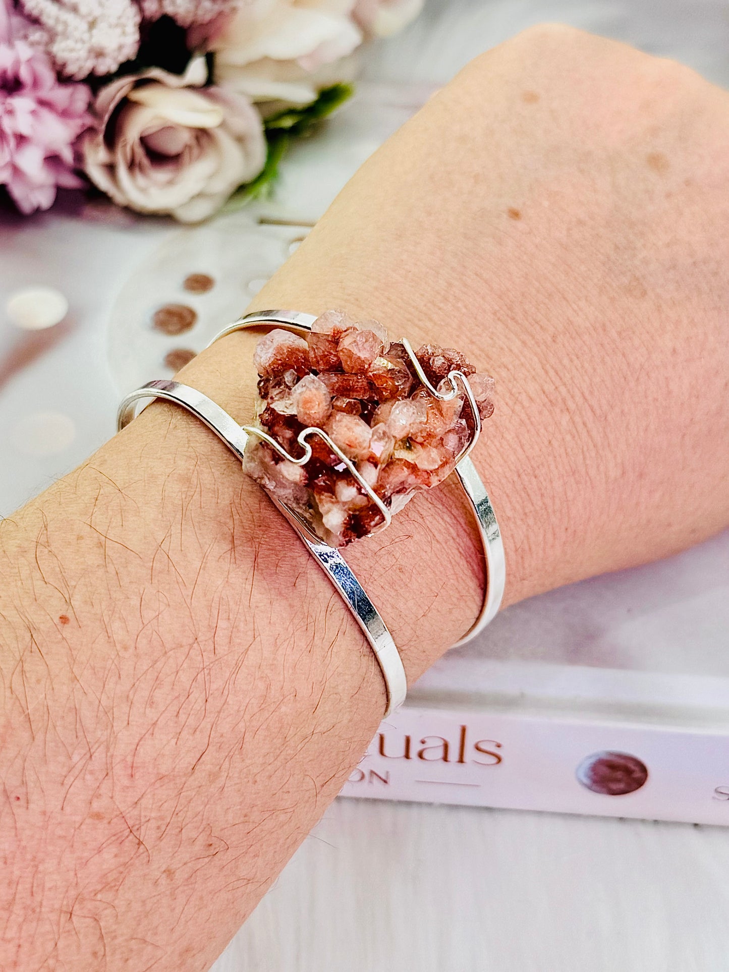 Stunning Chunky Druzy Pink Amethyst Silver Plated Bracelet From Brazil ~ Absolutely Gorgeous