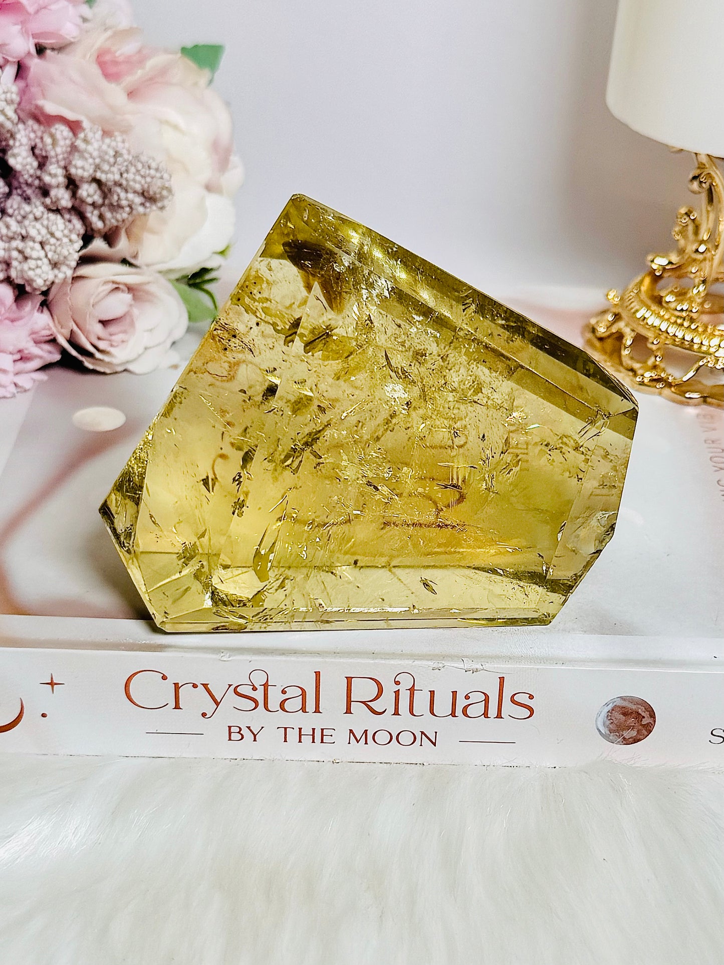 Spectacular Large 456gram 9cm Citrine Freeform with Rainbows