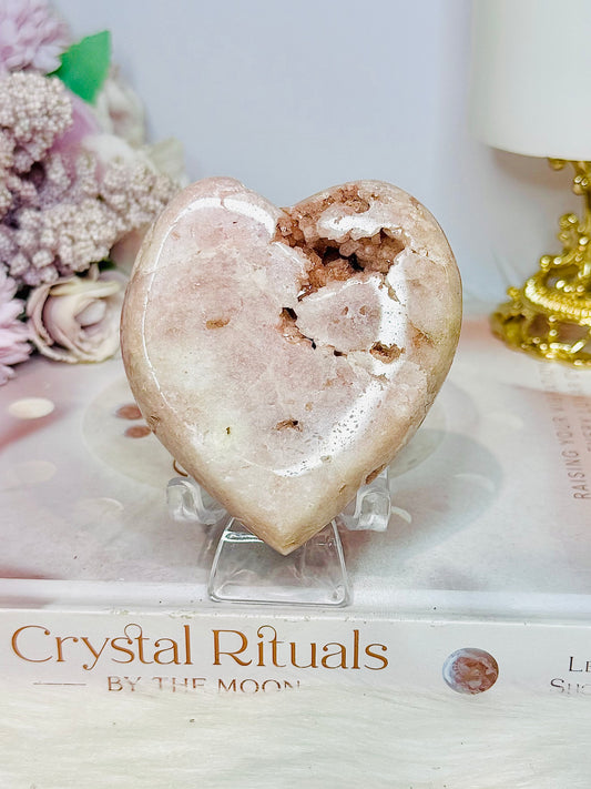 Druzy Pink Amethyst Chunky Heart 234g On Stand
