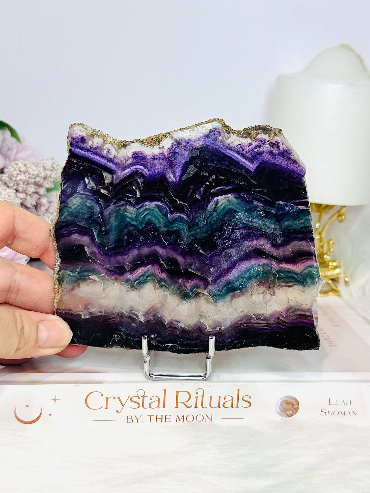 Rainbow Fluorite Slab on Stand 12.5cm
