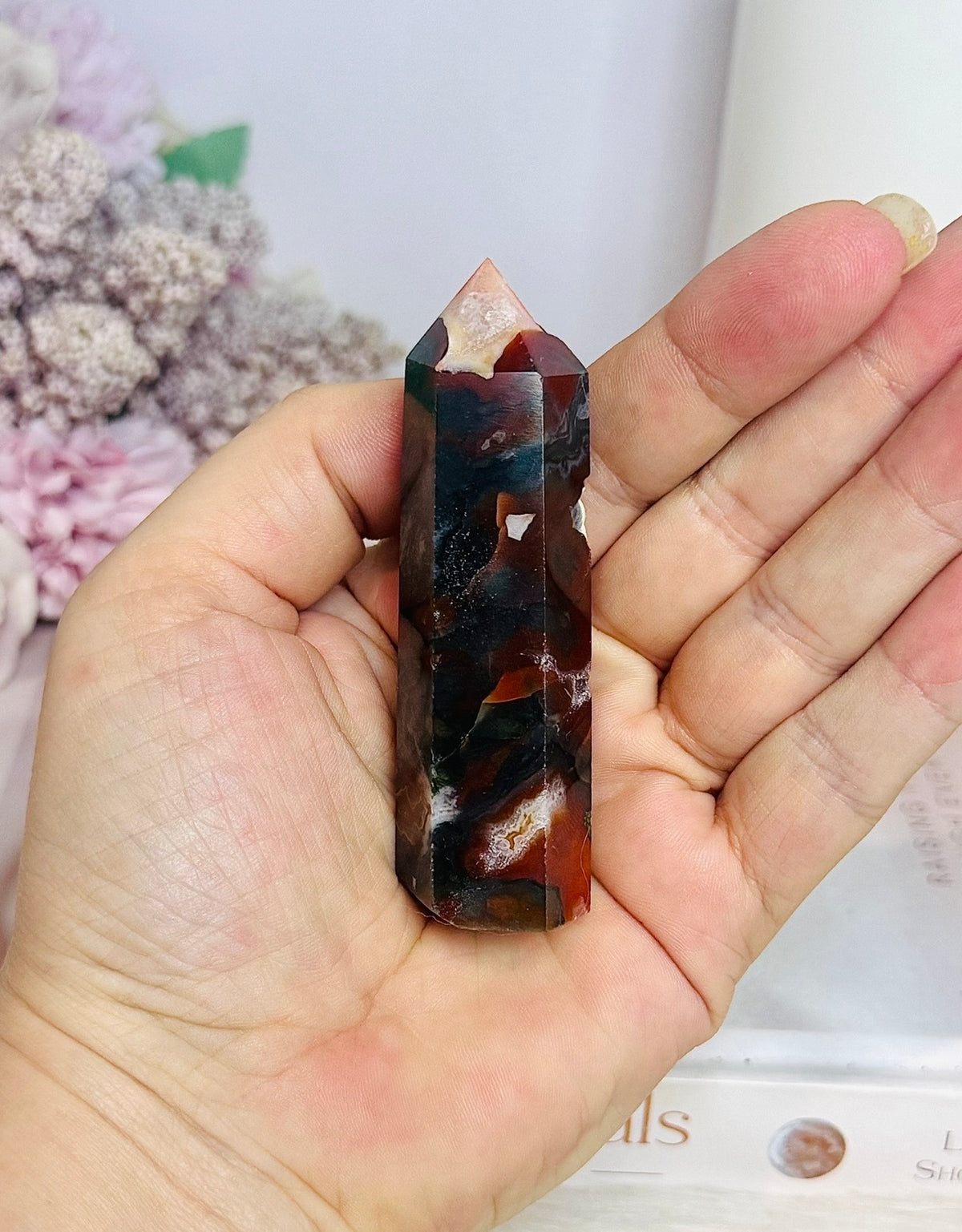 Red Moss Agate Druzy Tower 8cm