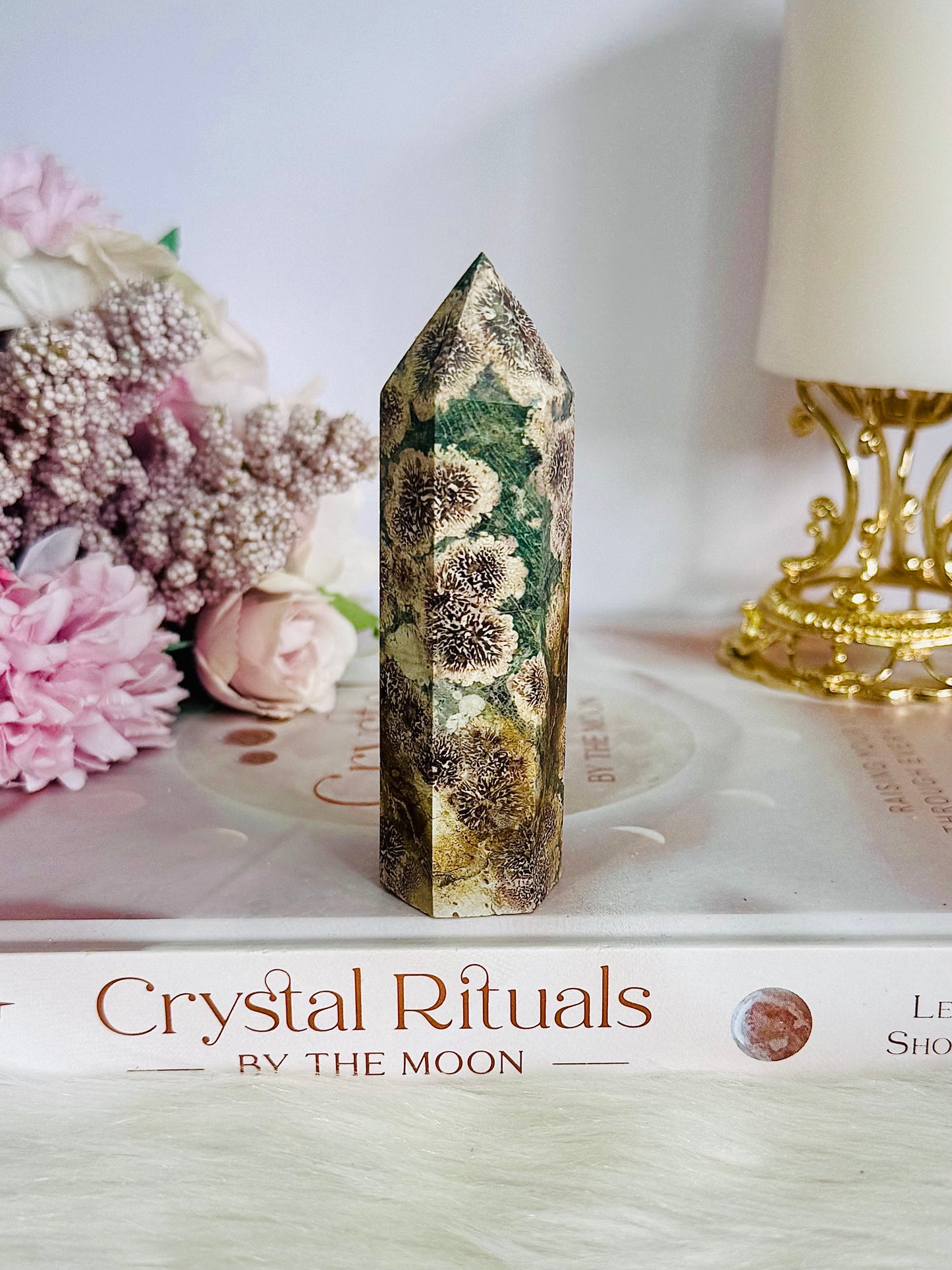 Chunky 9cm Green Firework | Flower Agate Tower