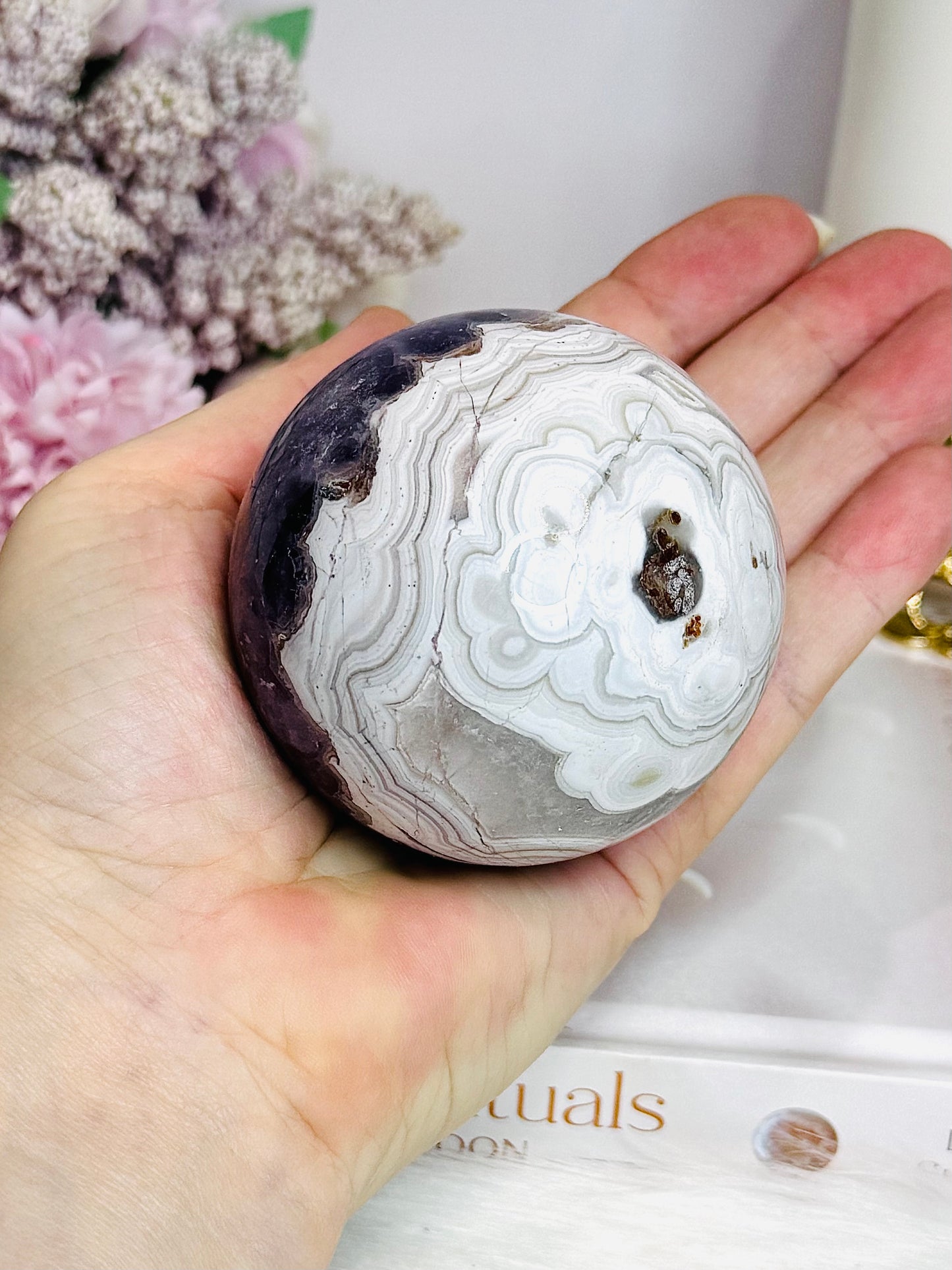 Large Crazy Lace Agate Sphere on Stand 378g