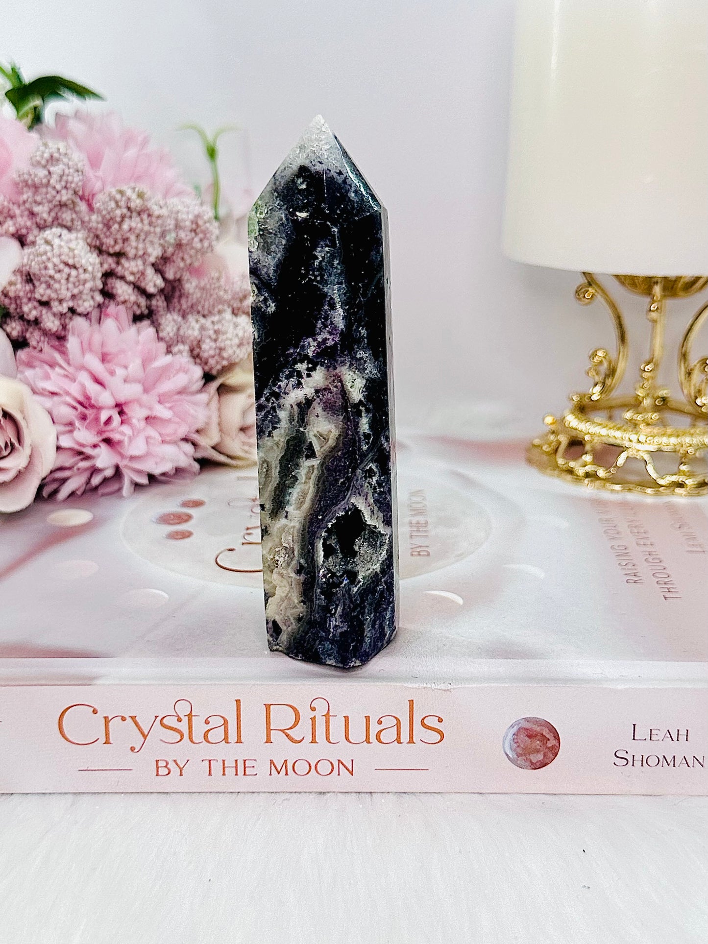 Purple Druzy Root Fluorite Tower 11cm