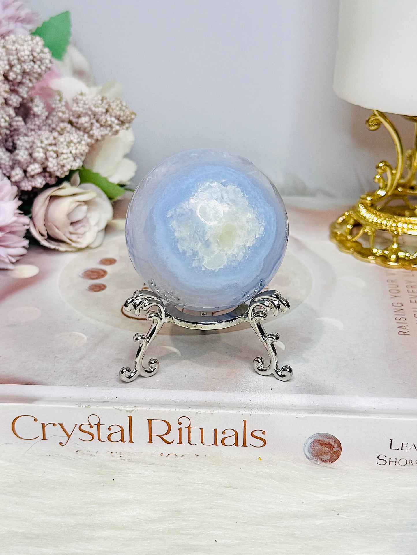 Druzy Blue Lace Agate Sphere On Stand 168g