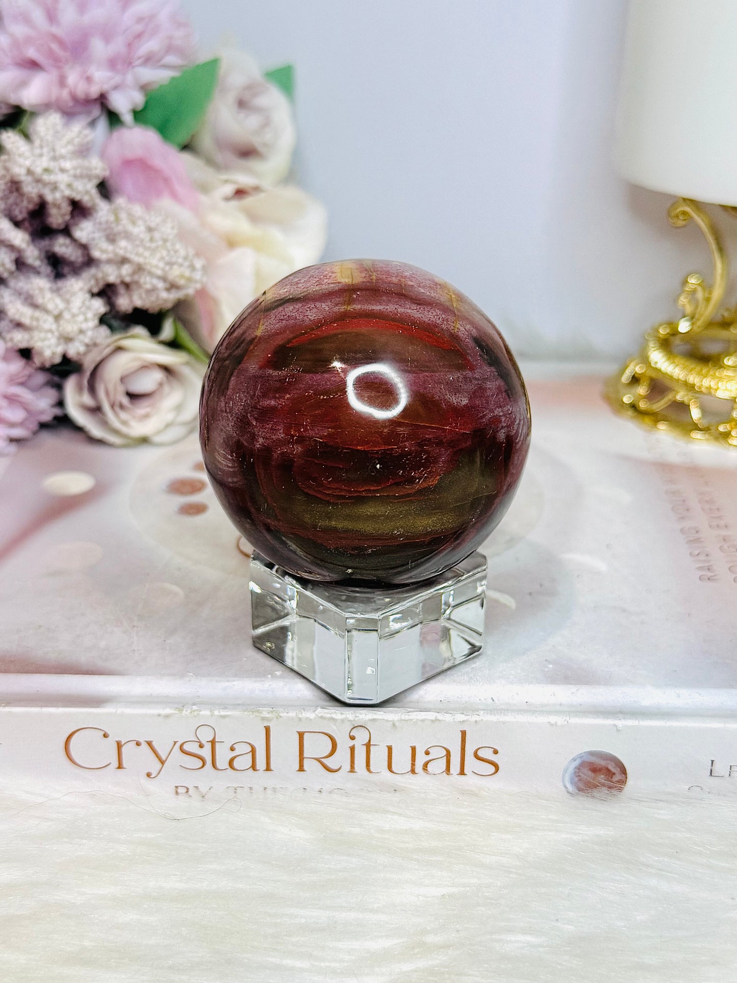Petrified Wood Polished Sphere on Stand 276g