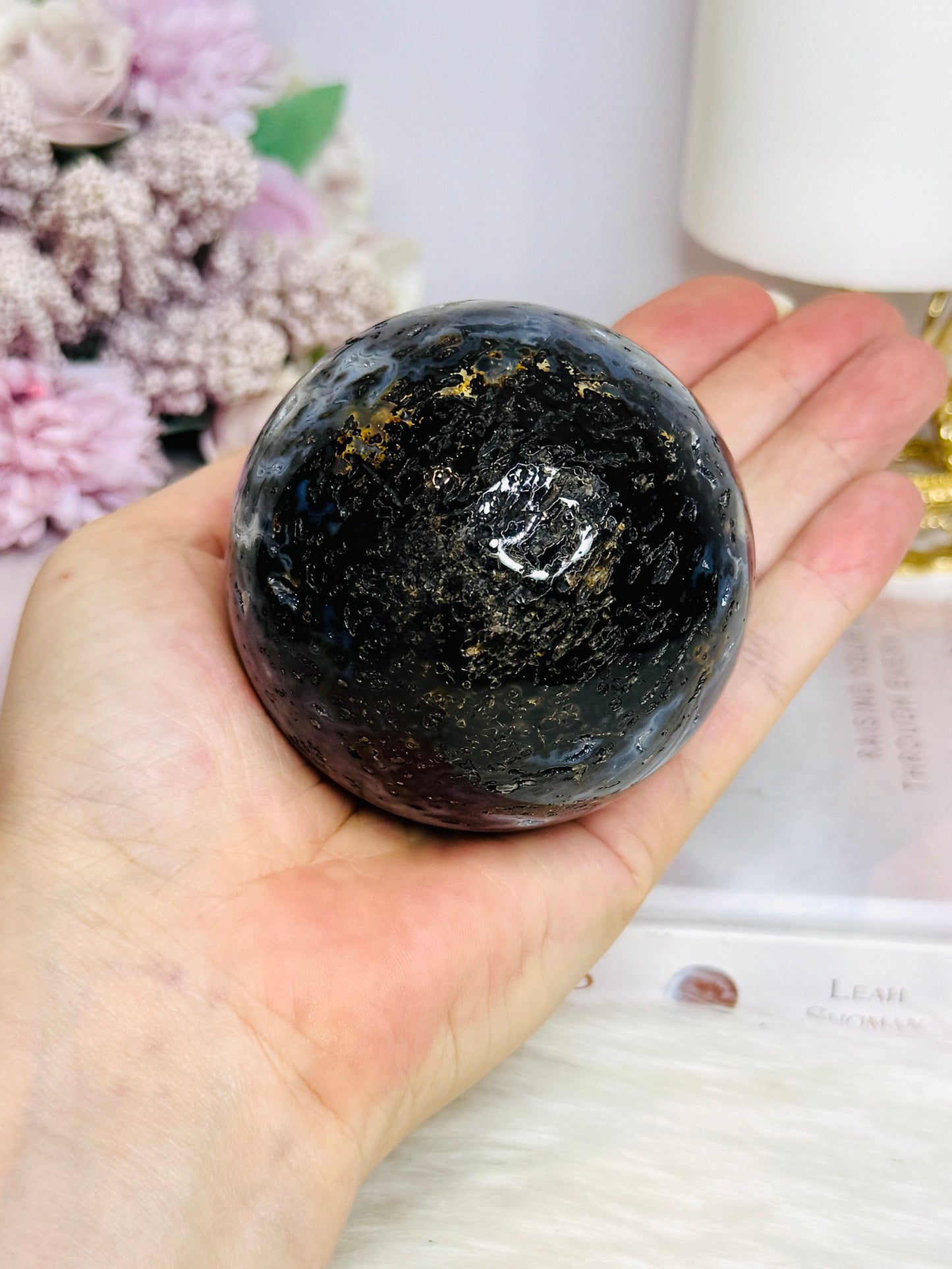 Druzy Agate Sphere On Stand 423g