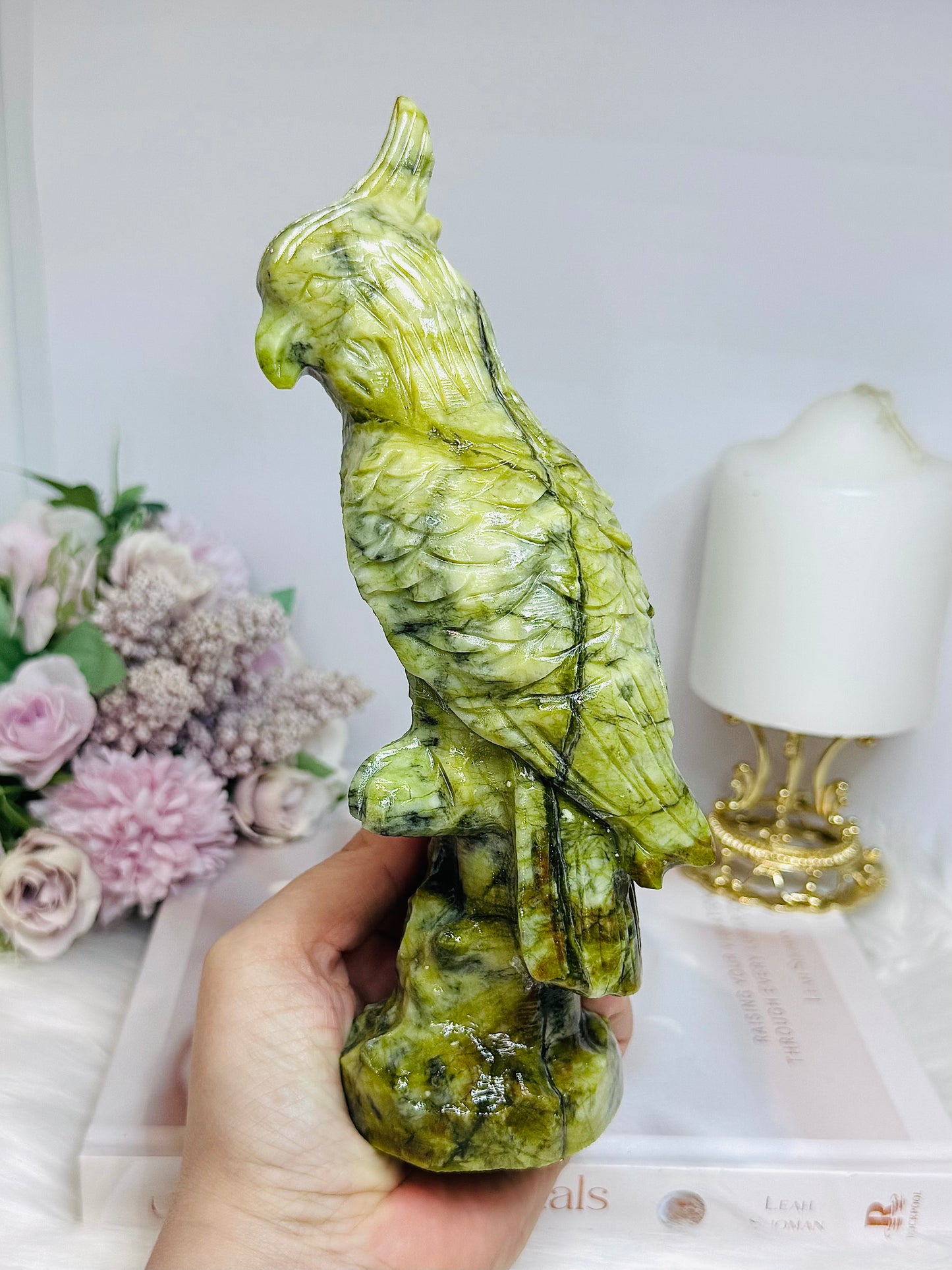 Large Chunky Jade Carved Parrot (Bird) 20.5cm 820g