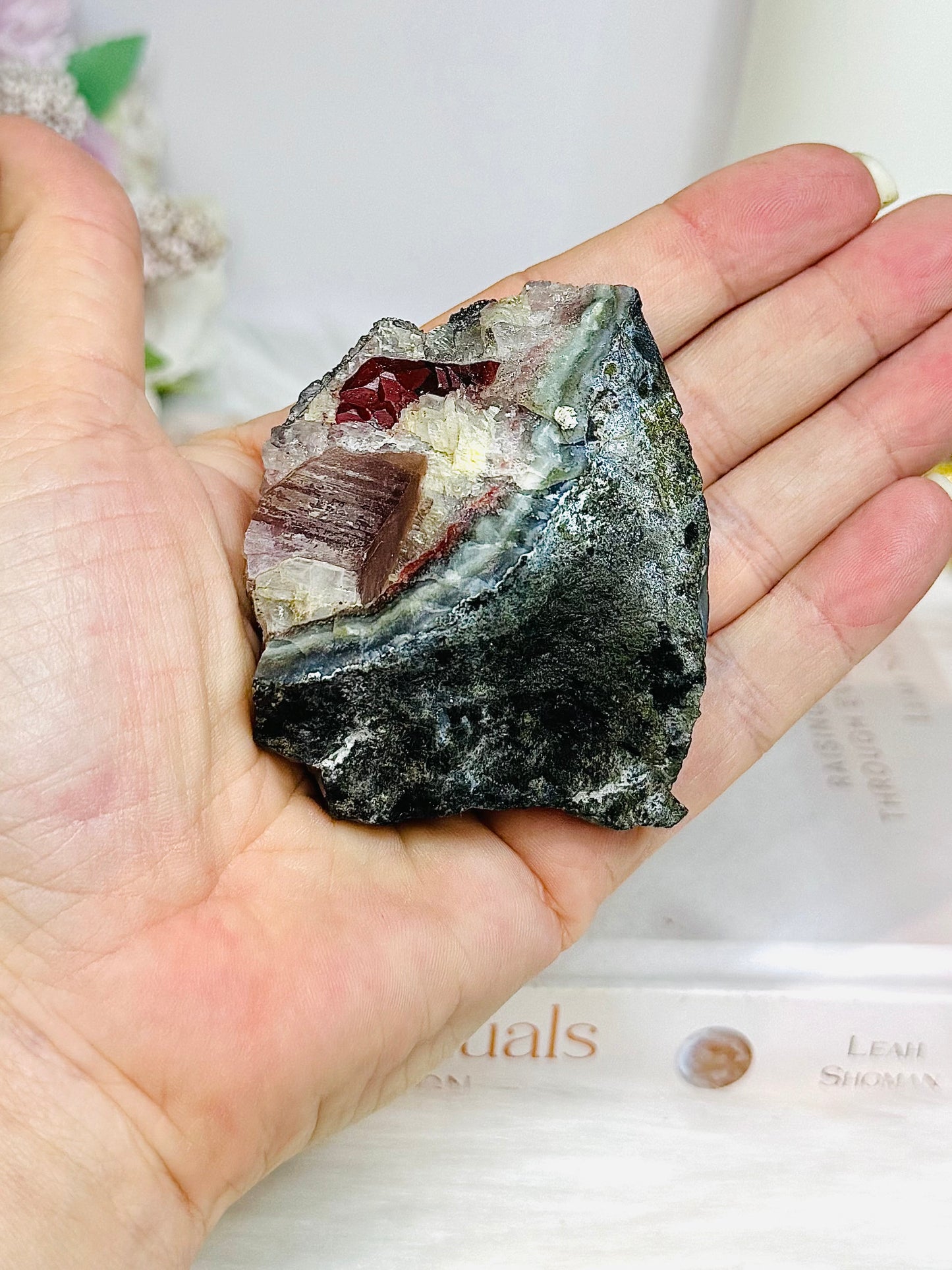 Unique Amethyst with Calcite Inclusions On Stand 7cm