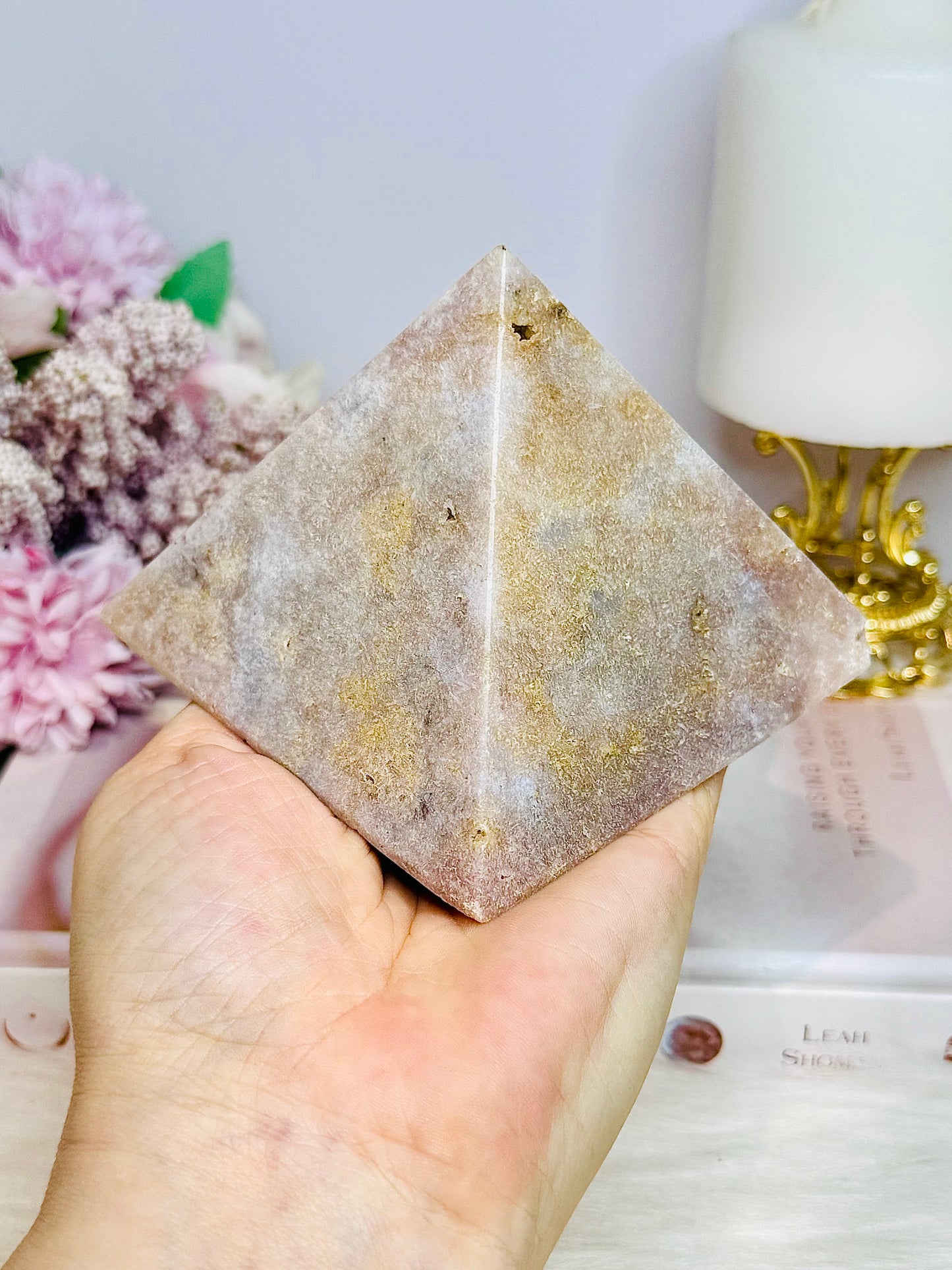 Large Pink Amethyst Pyramid with Druzy On One Corner 516g