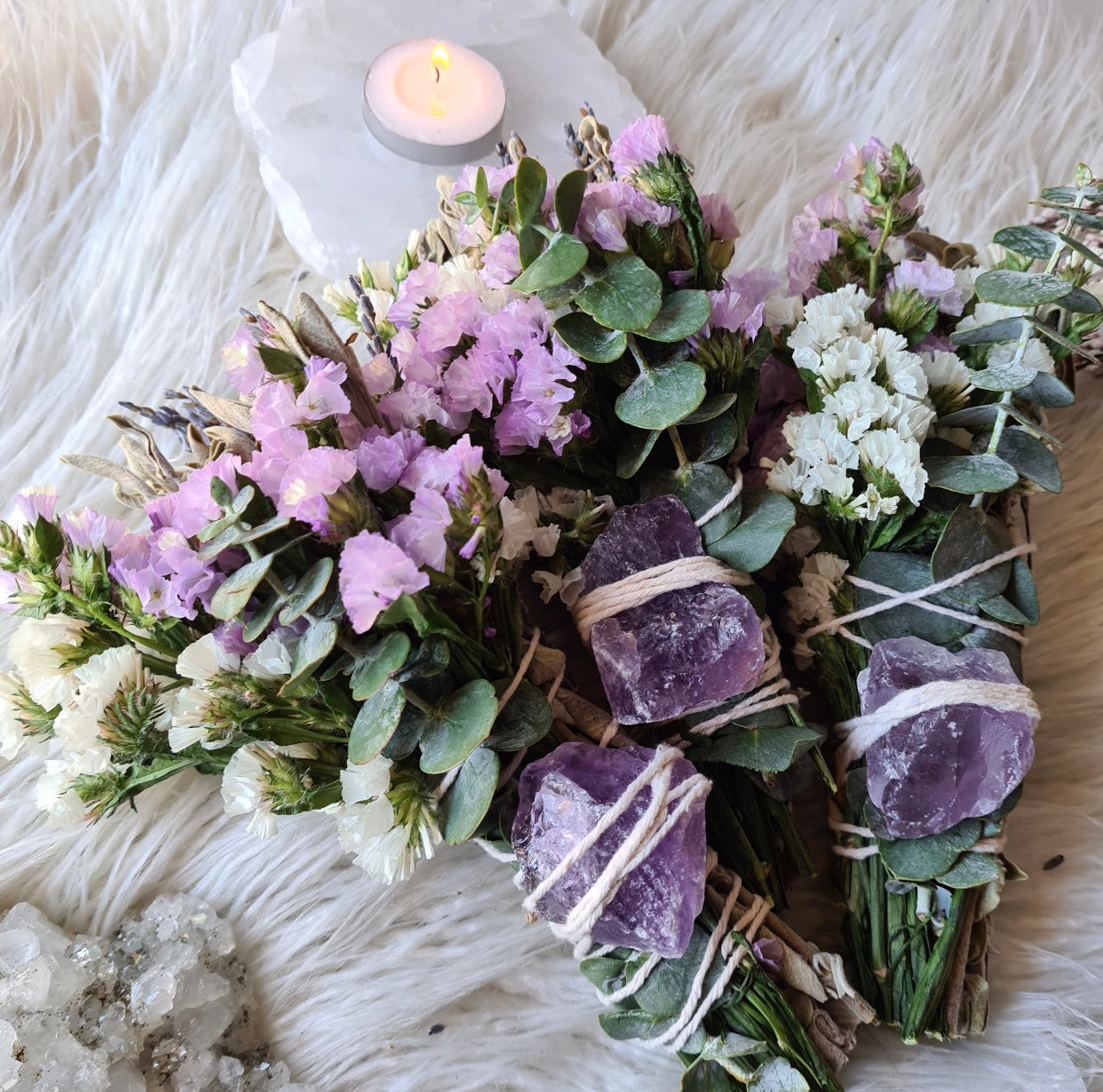 Smudge Wand With Amethyst, Lavender & Sage