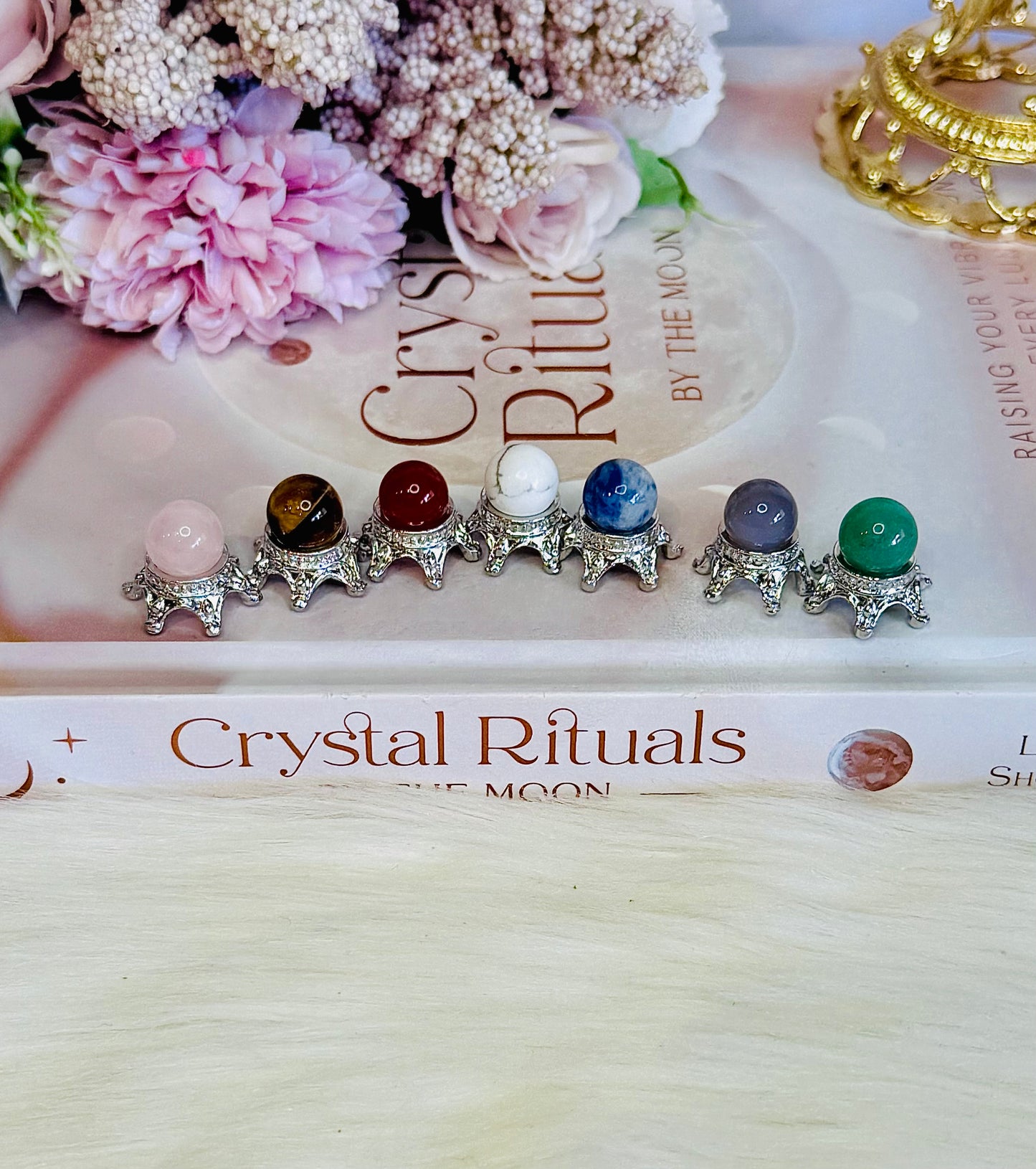 Set of 7 Mini Chakra Spheres On Stands