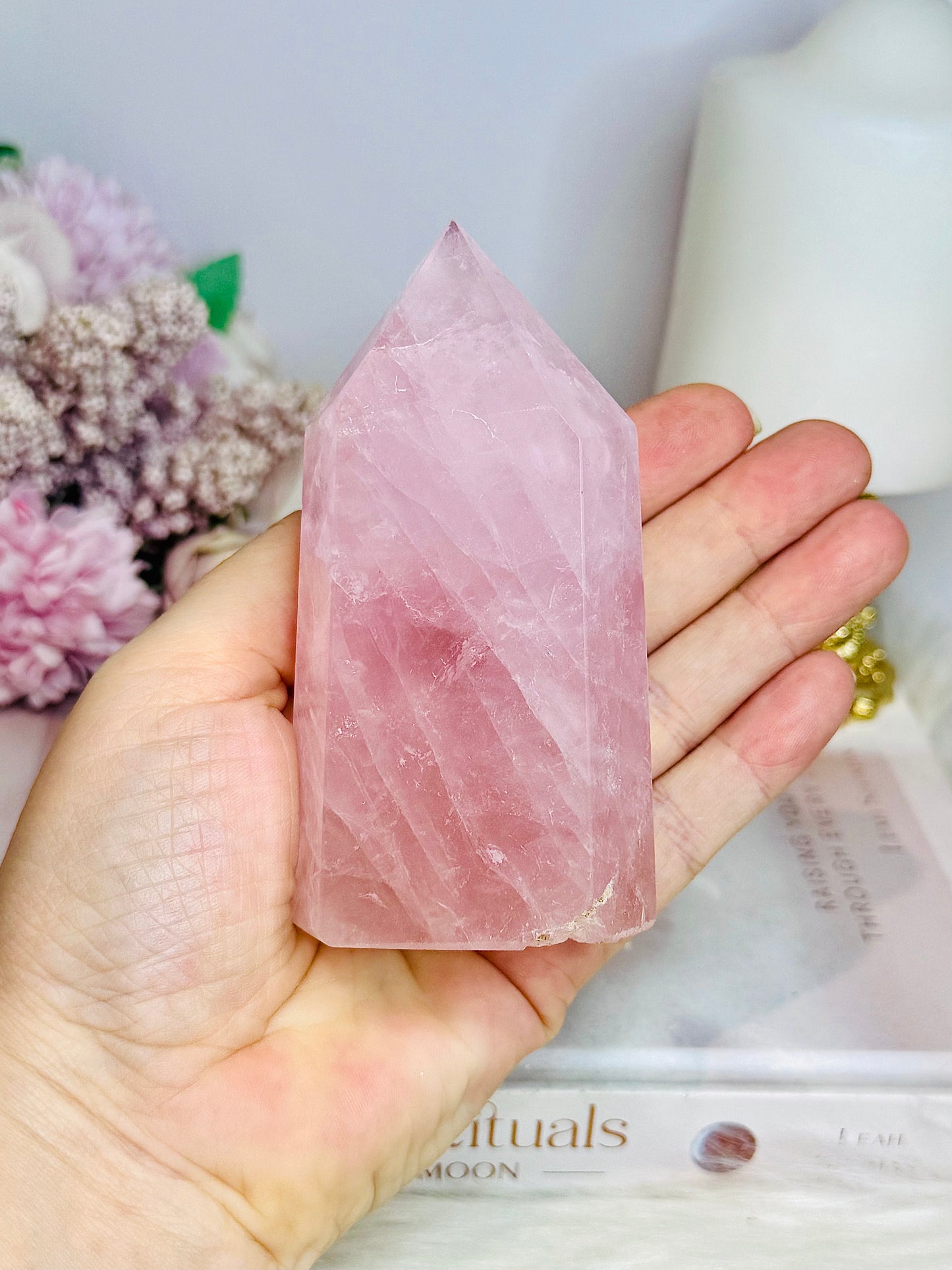 High Grade Rose Quartz Tower 329g