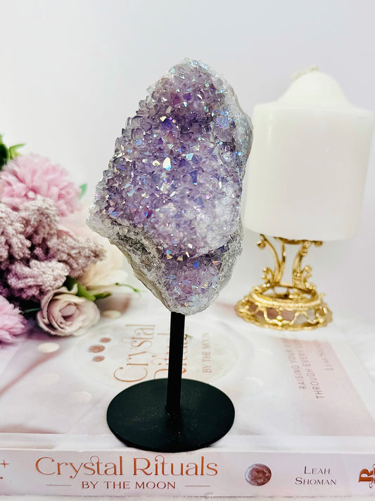 Large Angel Aura Amethyst Cluster on Stand From Brazil 16cm